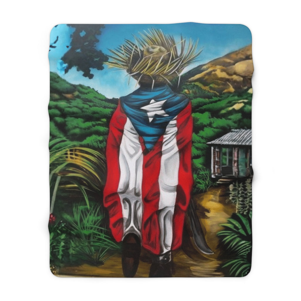 Puerto Rican Flag Sherpa Blanket  Boricua Culture Fleece Throw Cozy Fleece Throw