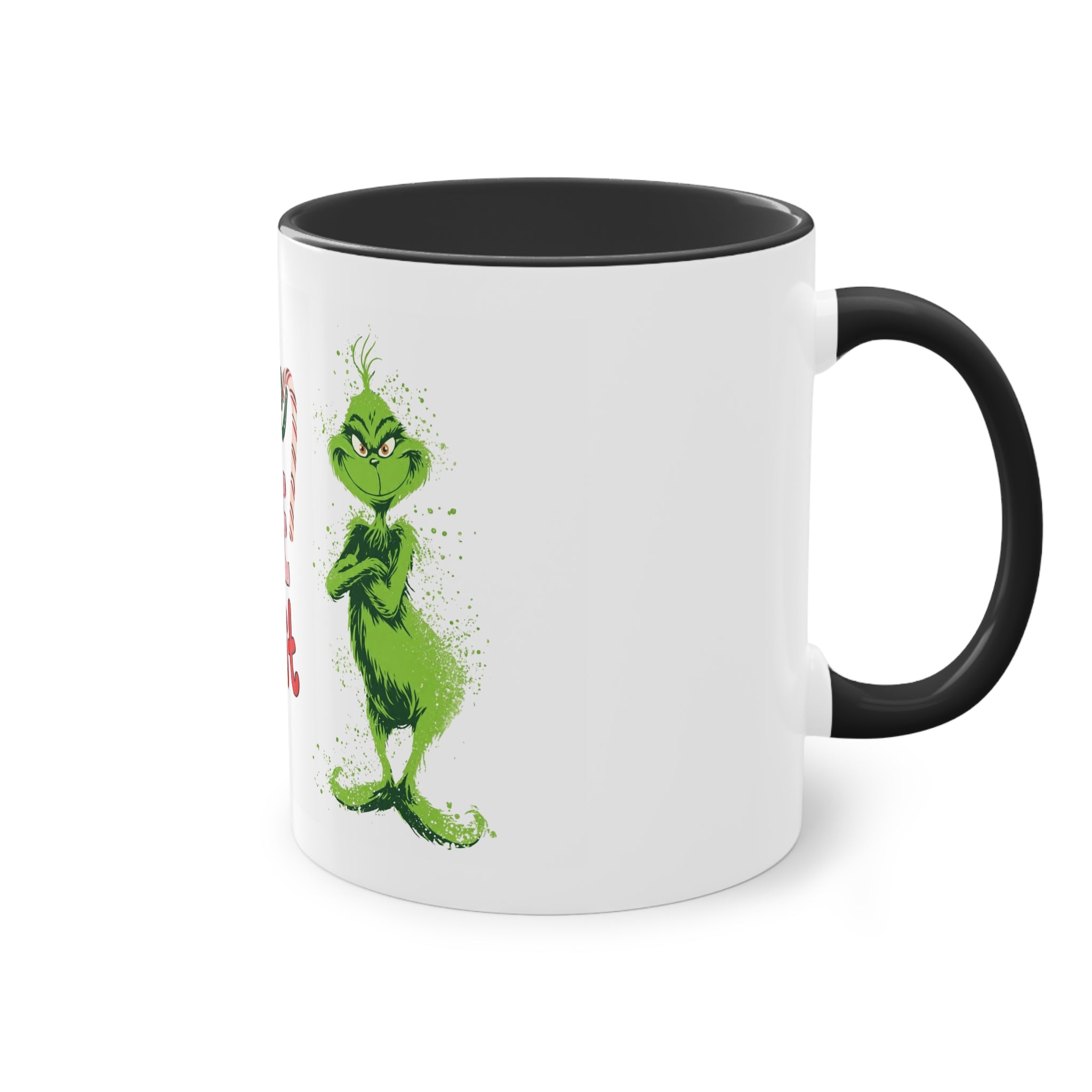 Cute Grinch Two-Tone Coffee Mug - Perfect for Holiday Cheer! Christmas Mugs Collection