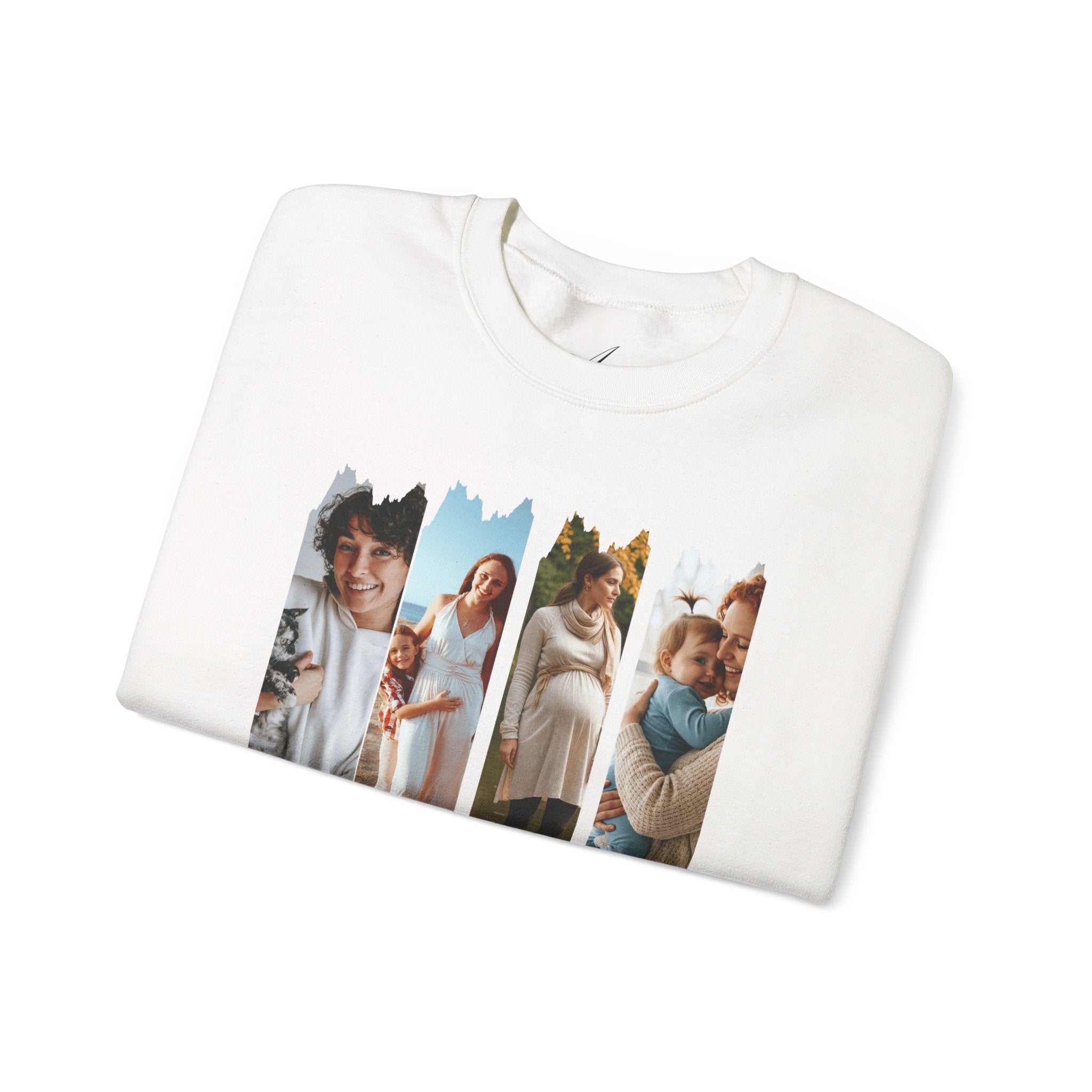 Mama Photo Collage Sweatshirt — "MAMA: clothed in strength & dignity" Sleeve Script