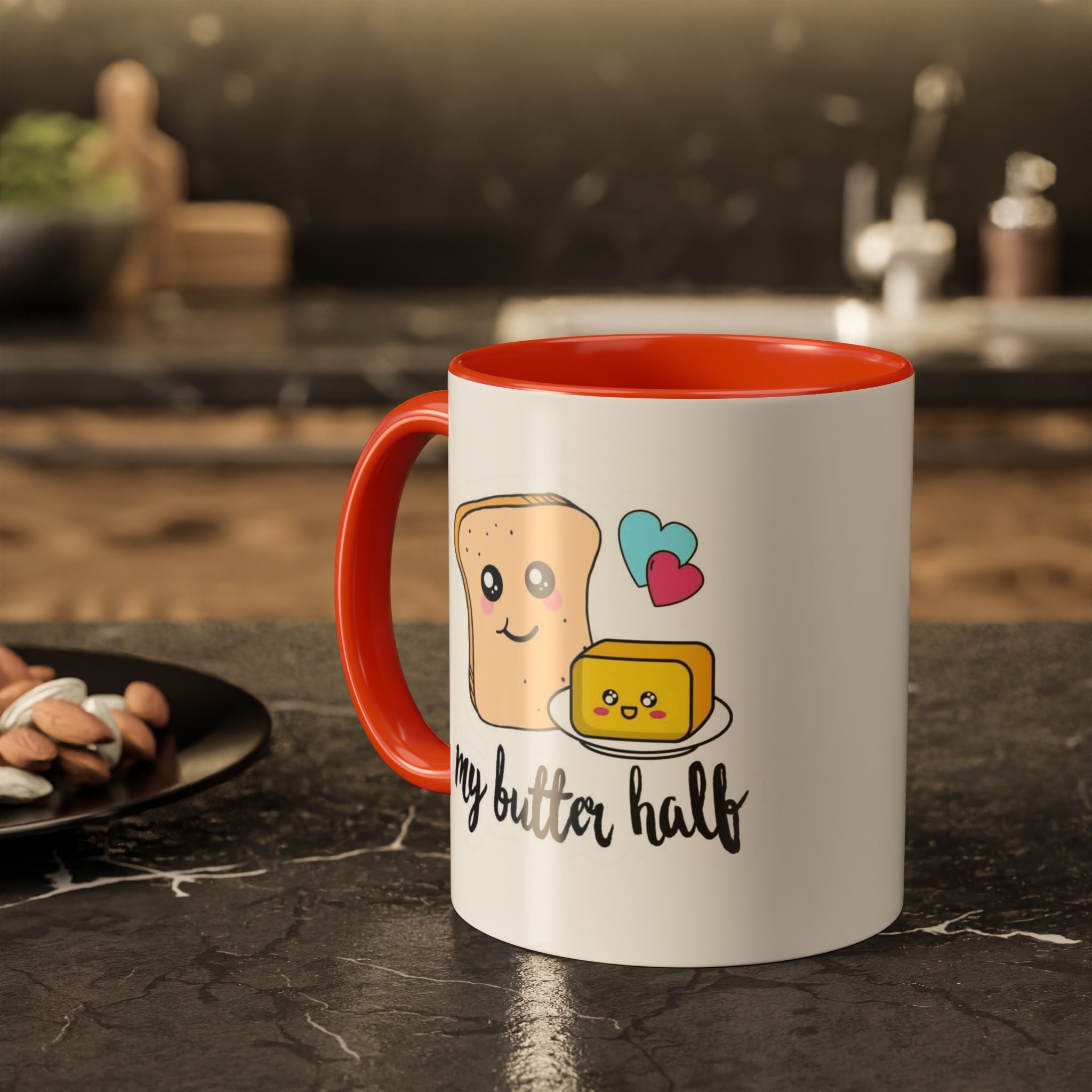 Motivational & Funny Quote Mugs Uplifting Coffee Cup Gifts Cute Foodie Relationship Mug My Butter Half Design, Colorful 11oz & 15oz