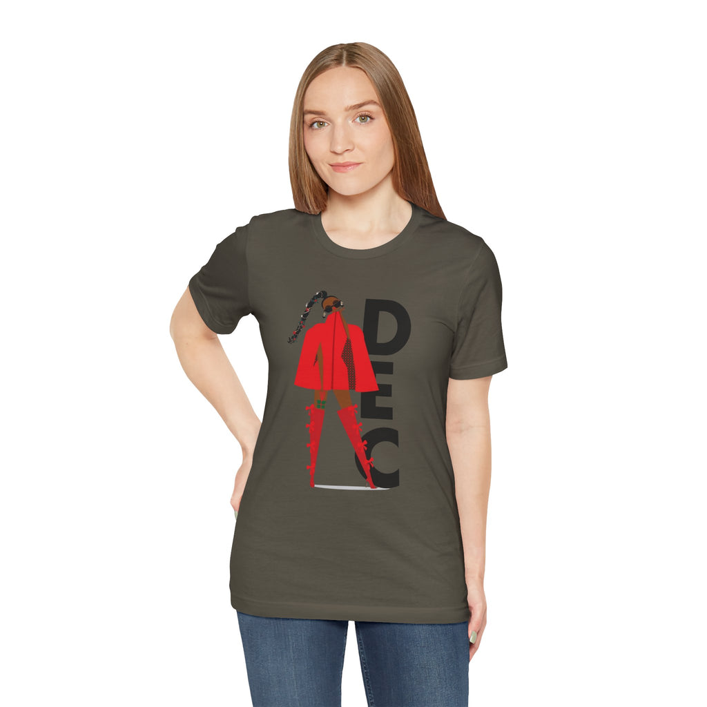 December Fashion Tee  Red Coat Model Graphic Shirt