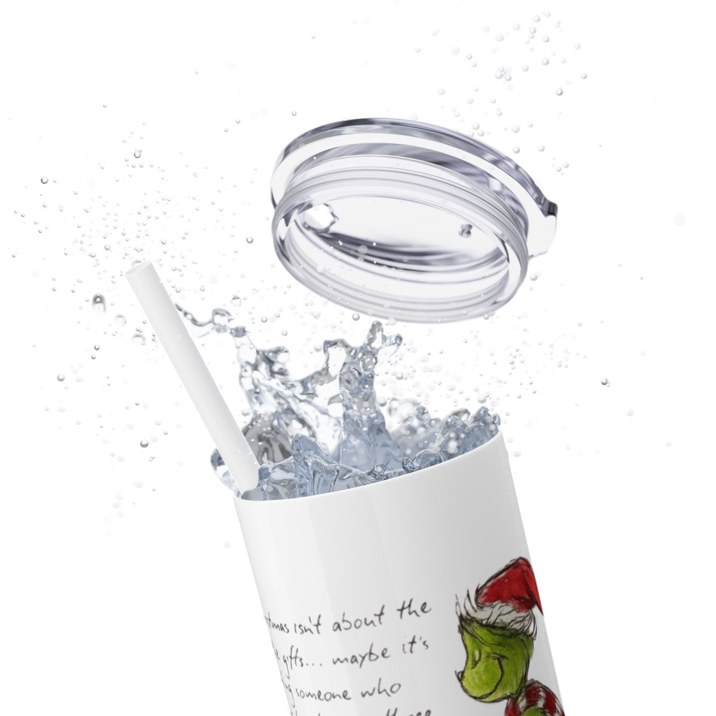 Grinch Christmas Skinny Tumbler with Straw — Dr. Seuss Holiday Quote Design, 20oz Christmas Mugs Collection