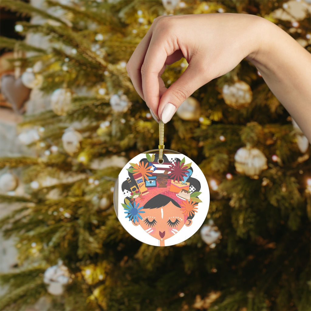 Feliz Navidad Boricua Glass Ornament | Puerto Rican Christmas Keepsake Glass Ornaments