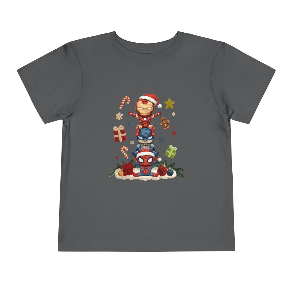 Toddler Tee  Cute Stacked Superhero Christmas Pile christmas kids collection