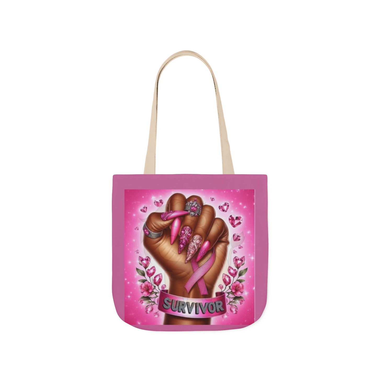 Breast Cancer Survivor Tote Bag  Pink Ribbon Empowerment Canvas Tote