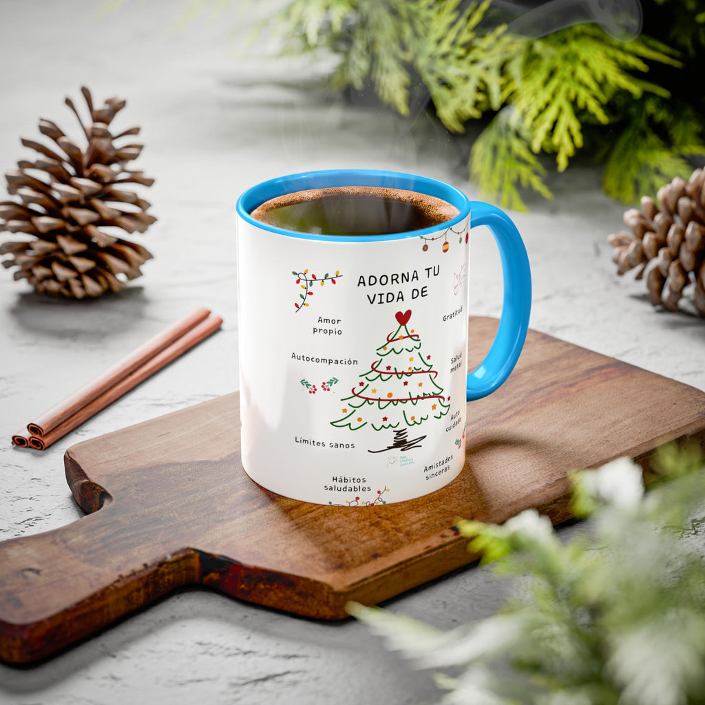 Mug — 'Adorna Tu Vida' Christmas Tree Spanish Holiday Coffee Mug (11oz/15oz)