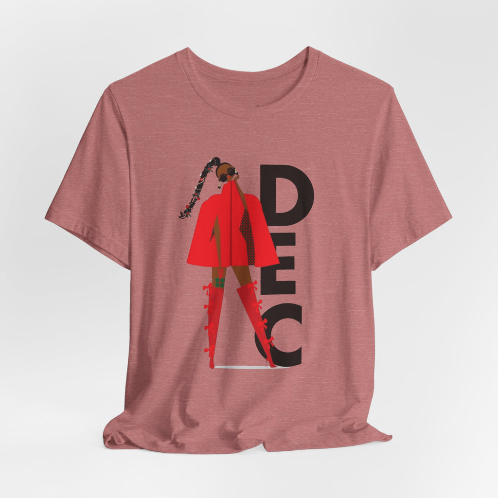 December Fashion Tee  Red Coat Model Graphic Shirt