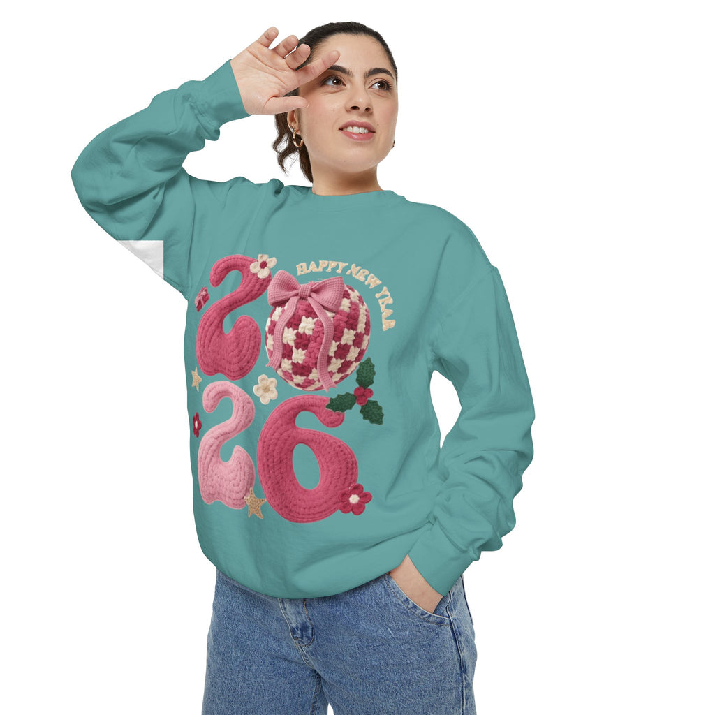 Happy New Year 2026 Sweater  Pink Festive Graphic Sweatshirt