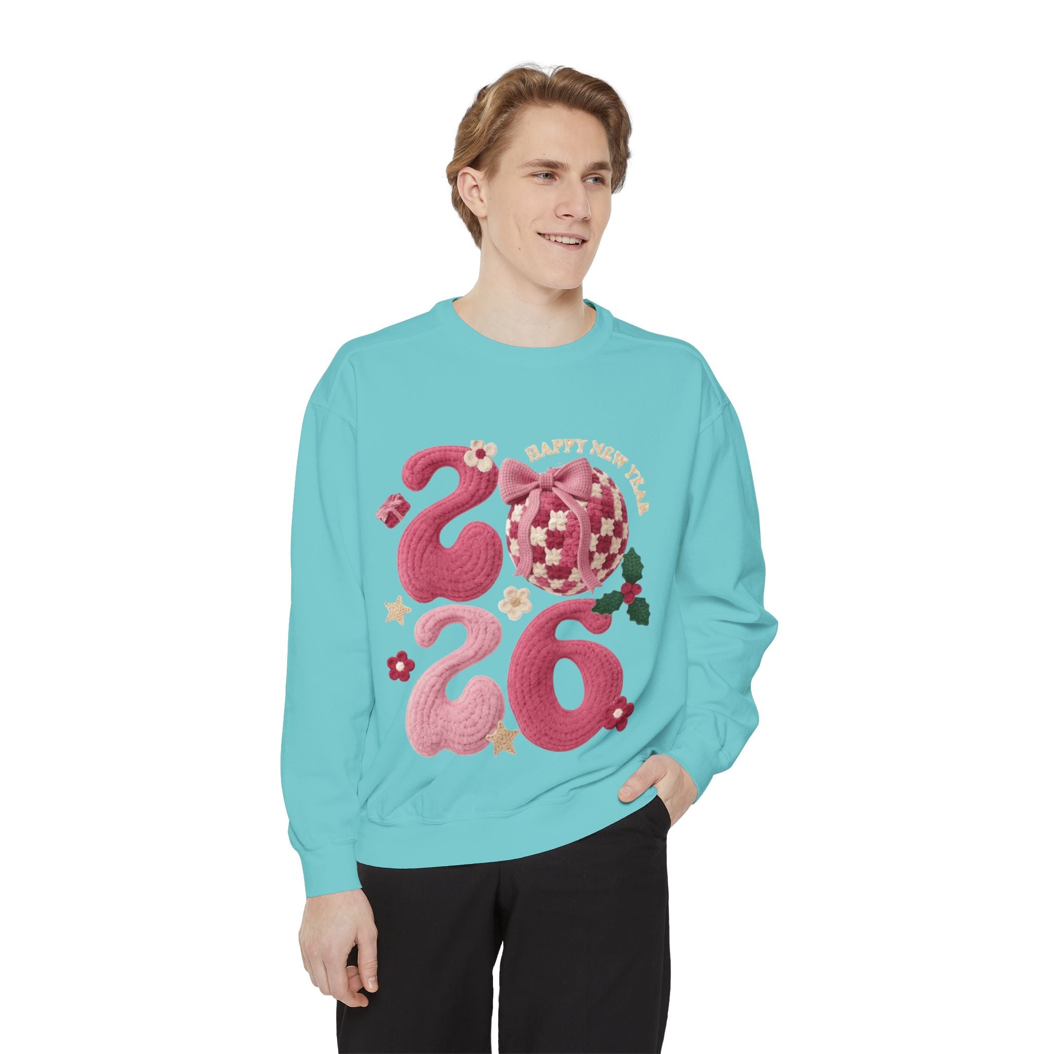 Happy New Year 2026 Sweater  Pink Festive Graphic Sweatshirt