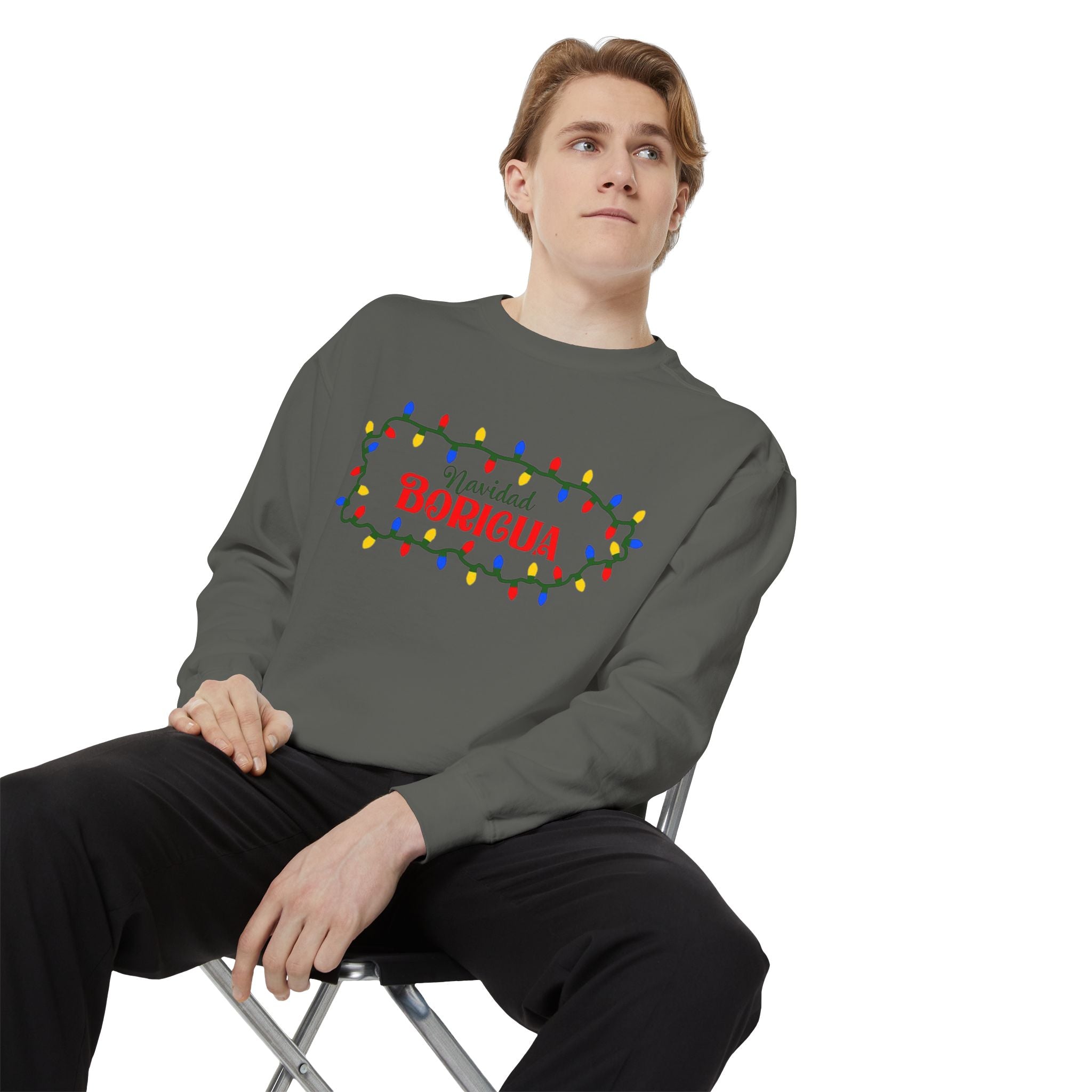 Navidad Boricua Sweatshirt — Puerto Rican Holiday Sweater with Christmas Lights
