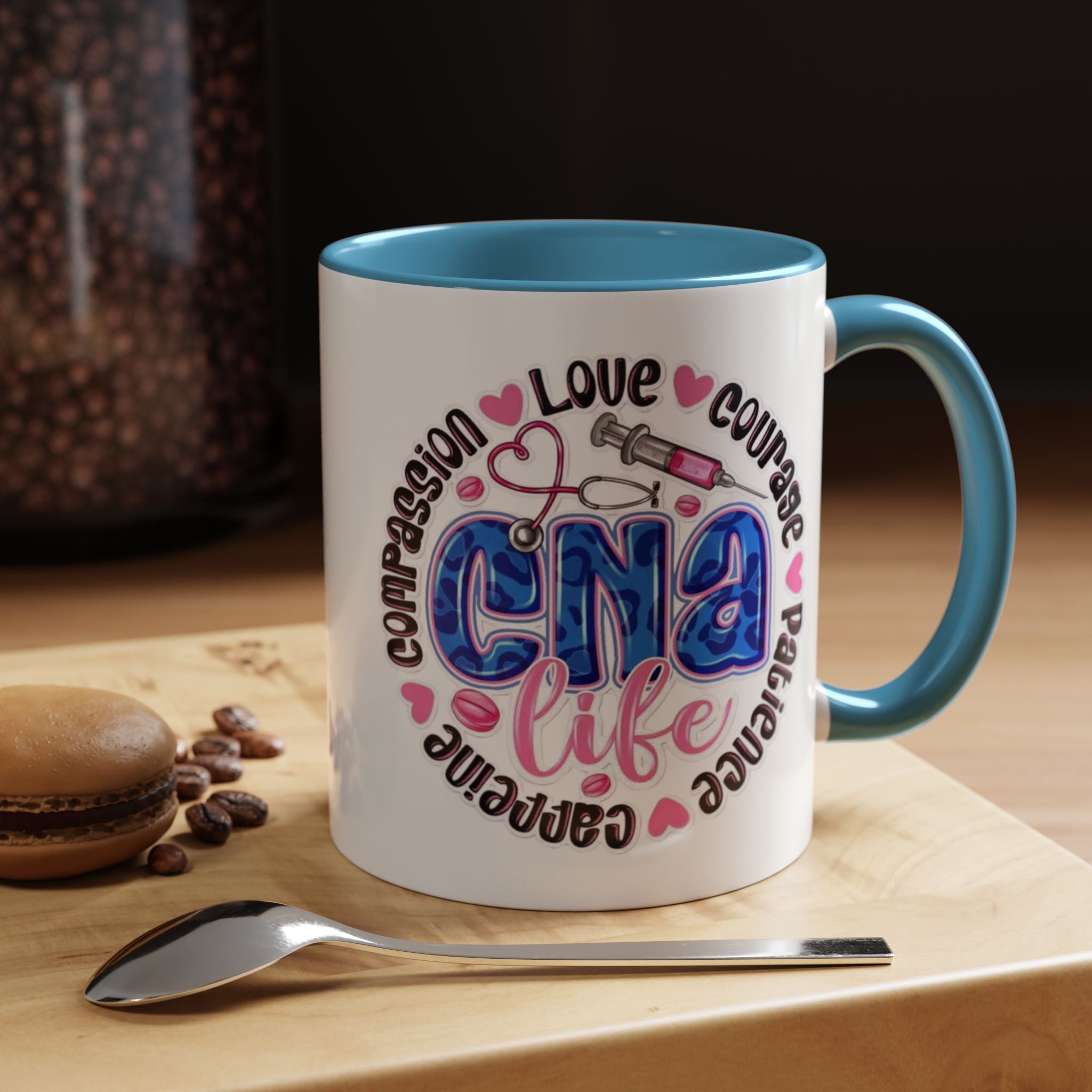 CNA Life Coffee Mug — Compassion, Courage & Patience Accent Mug (11/15oz) Medical Christmas Mug