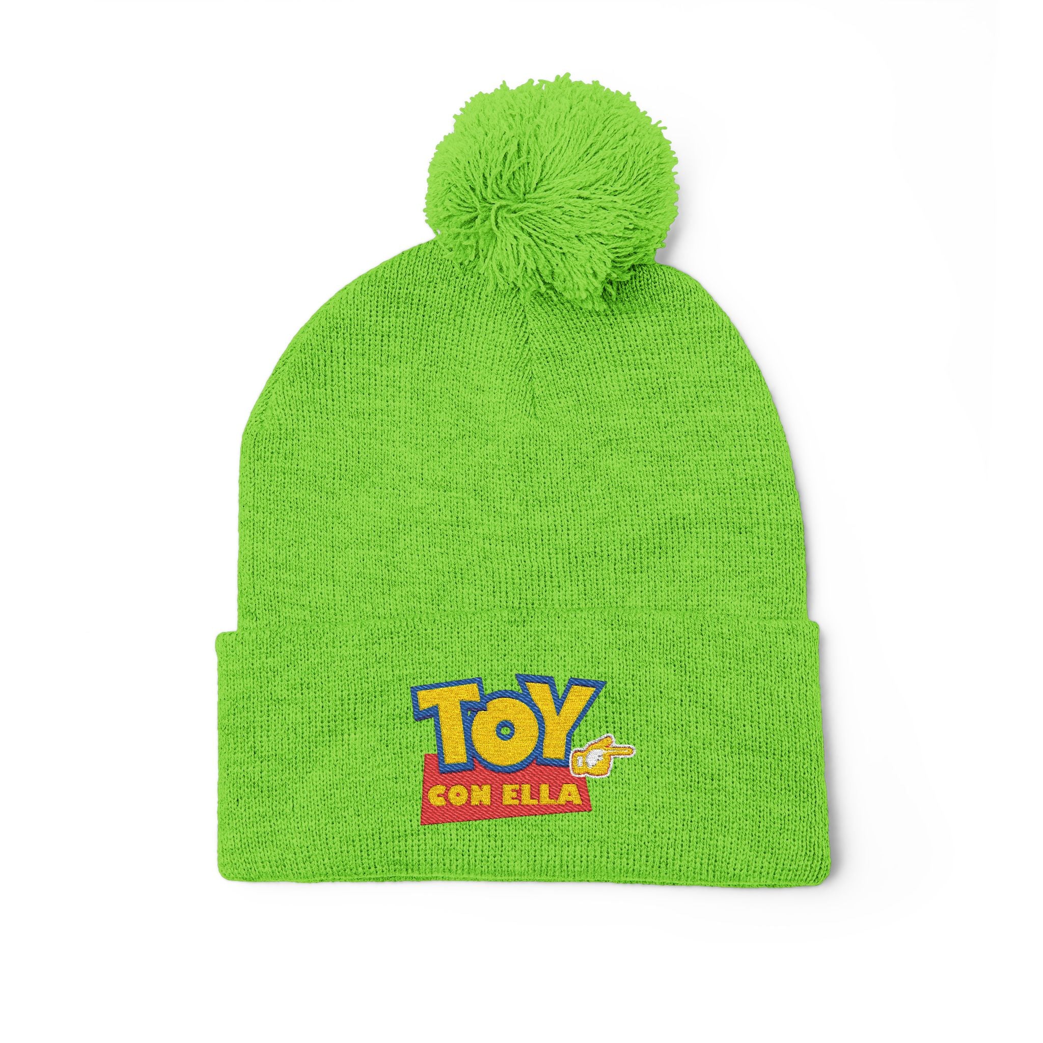 Toy Story Embroidered Pom-Pom Knit Cap Humor Cuffed Beanie – Warm, Soft & Sassy Winter Hat