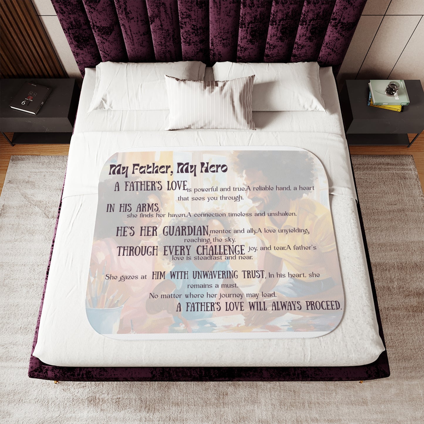 Father's Hero Sherpa Blanket, Cozy Gift for Dad, Father's Day, Home Comfort, Warmth and Love