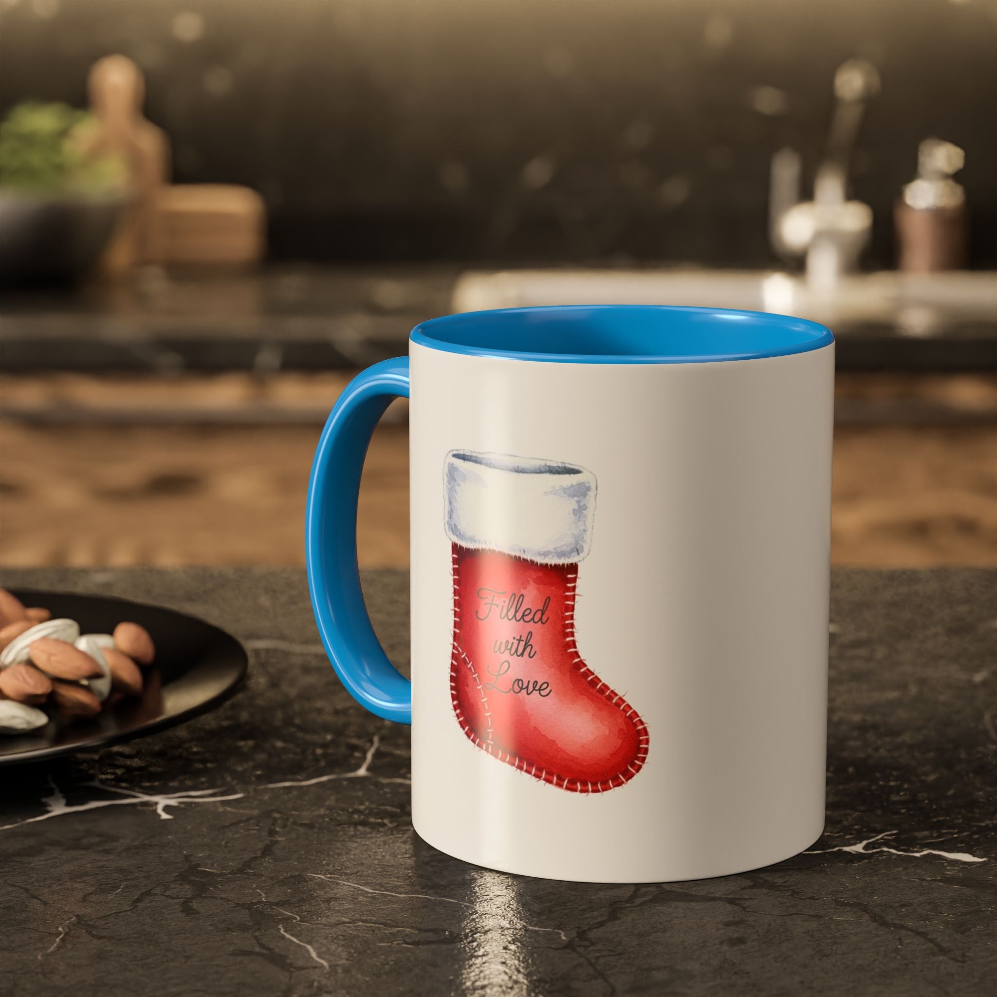 Holiday Mugs Christmas Gift Ideas Hot Cocoa & Coffee Cup Designs Filled with Love - Colorful 11oz & 15oz