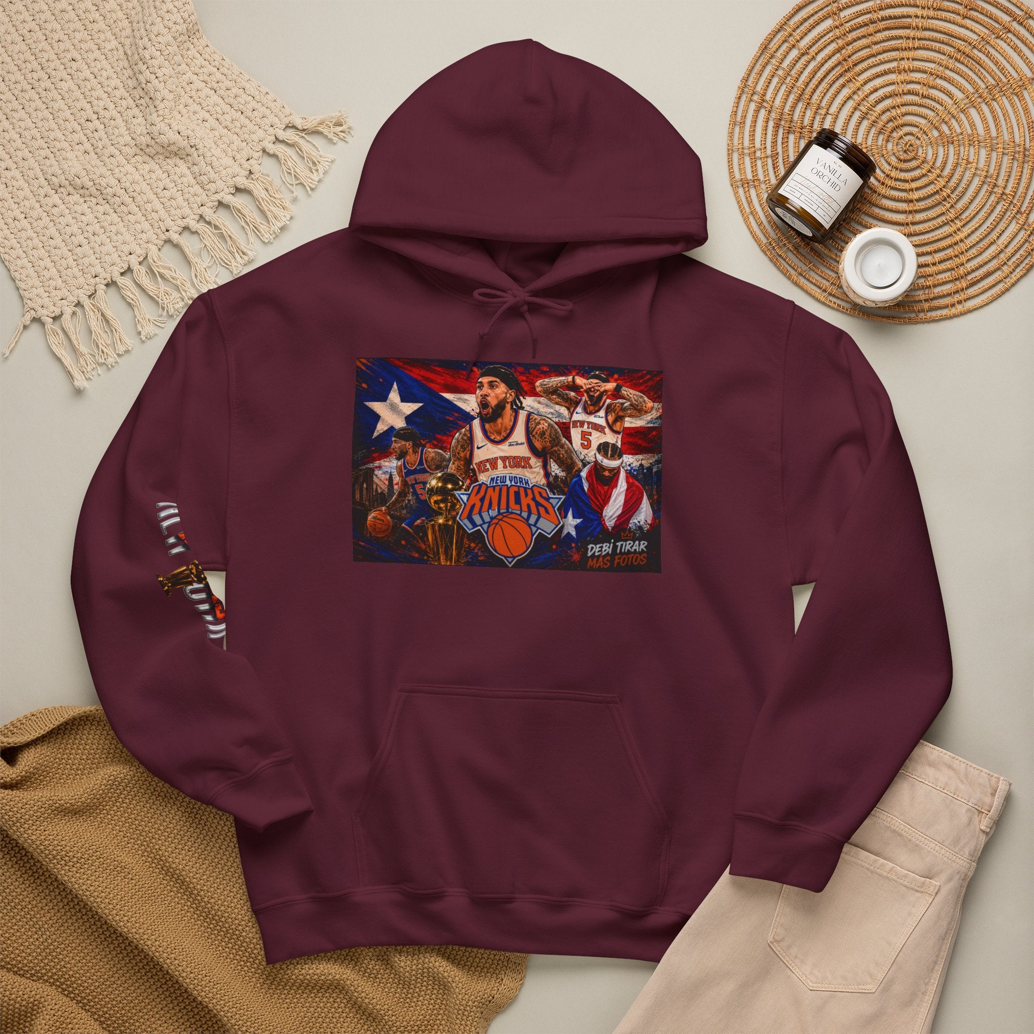 NY-K Retro Player Collage Hoodie — Basketball Fan Sweatshirt