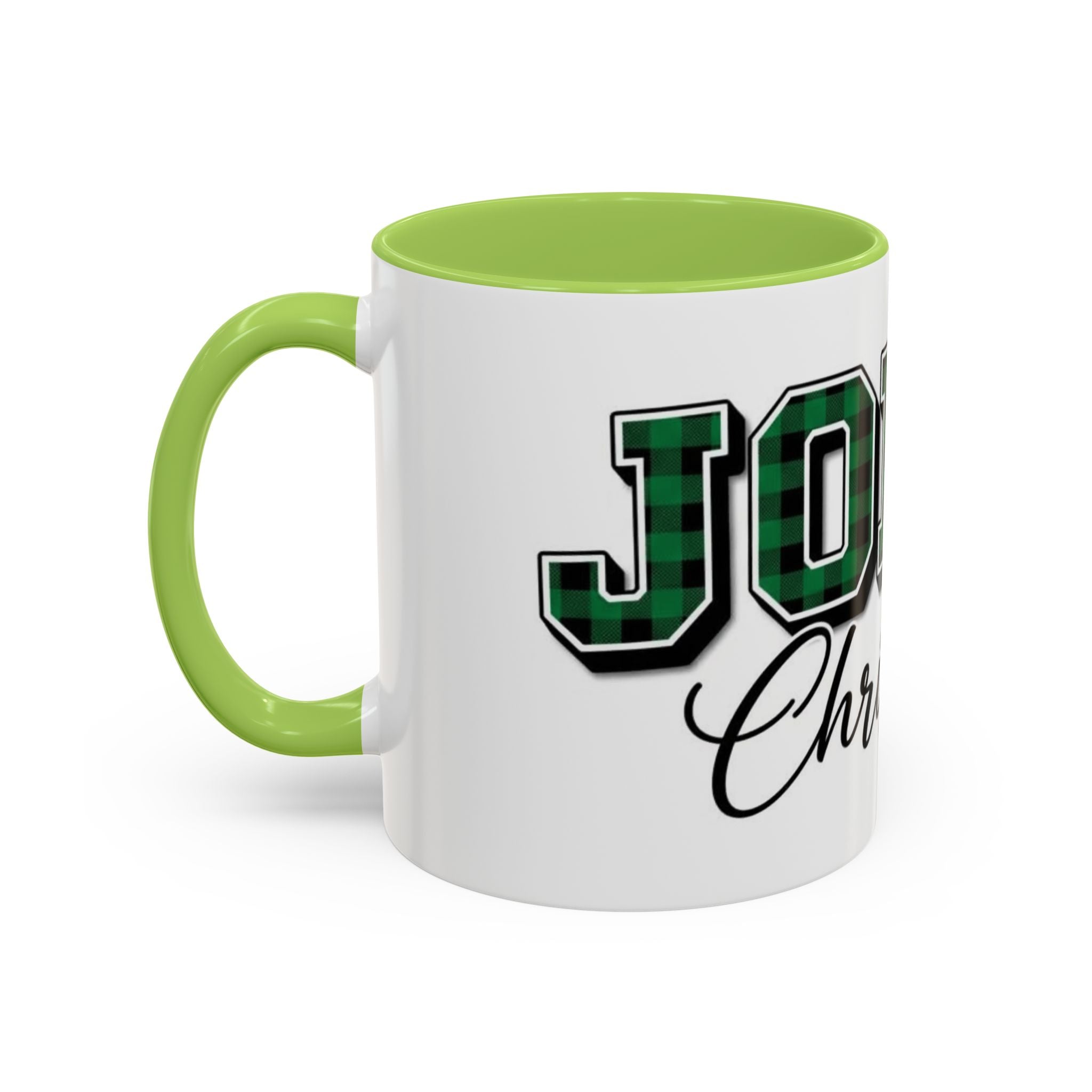 Holly Christmas Accent Coffee Mug — Green Plaid Holiday Gift (11/15oz)