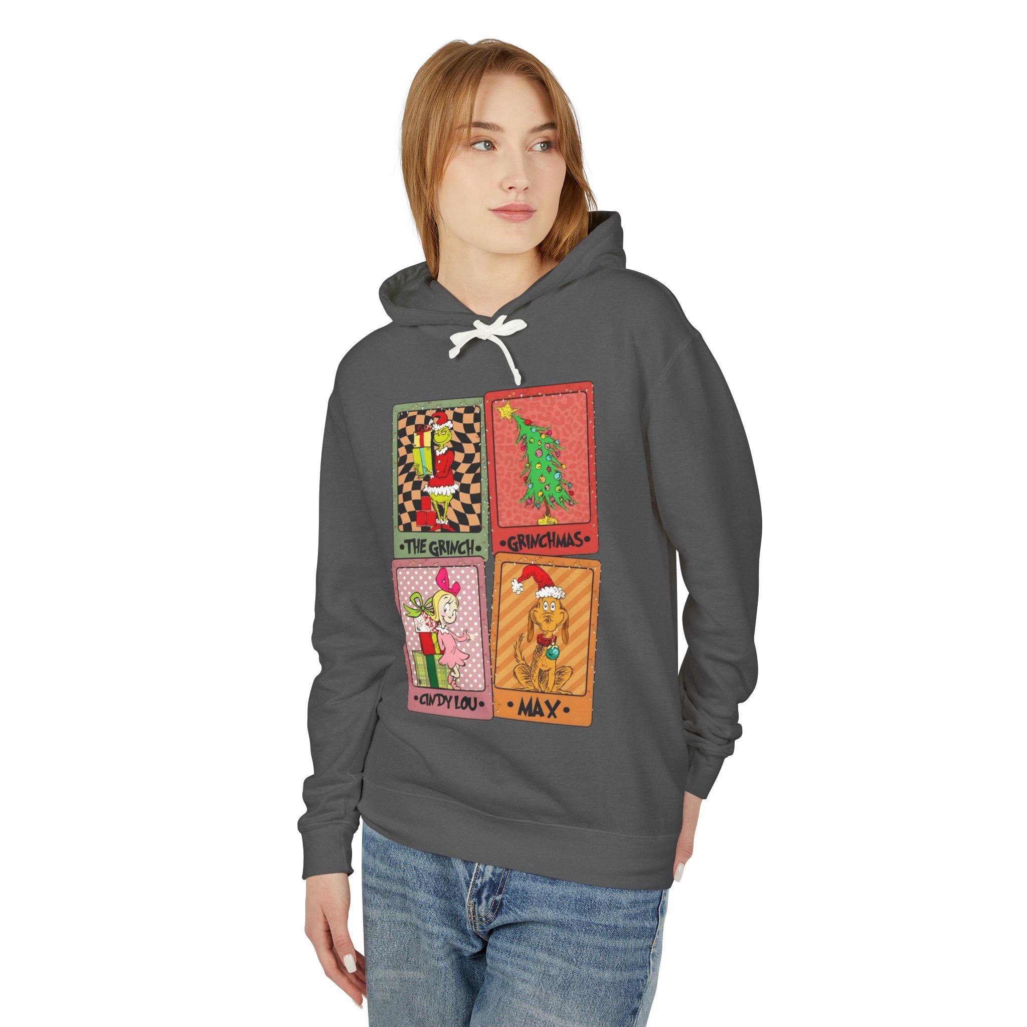 Grinchy Holiday Hoodie  'The Grinch' Christmas Cards Vintage Patch Pullover Cartoon Christmas T-shirts and Sweaters