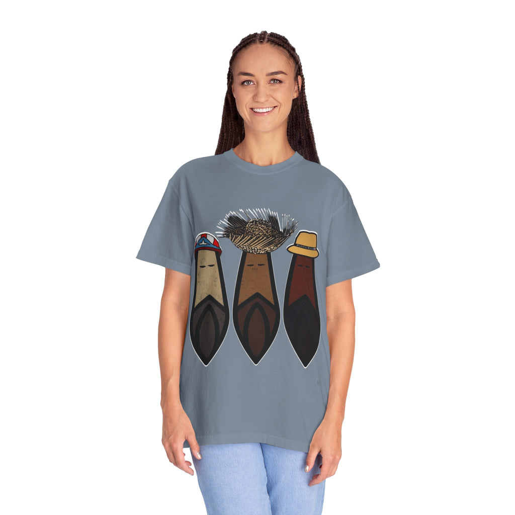 Puerto Rican Batey Cabin T-Shirt  Three Masks & Rustic House Graphic Tee Puerto Rico Navidades