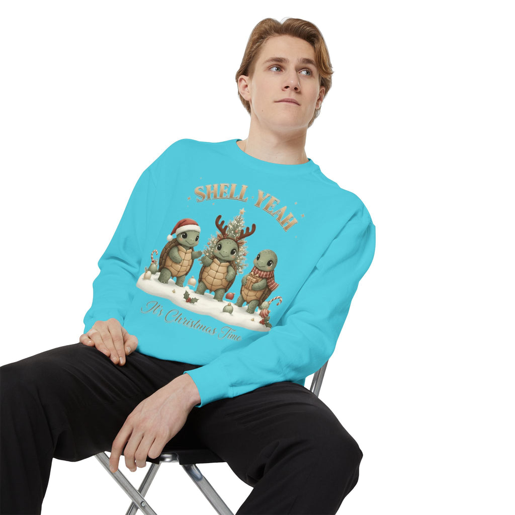 Christmas Turtle Sweatshirt  "Shell Yeah, It’s Christmas Time" Holiday Pullover