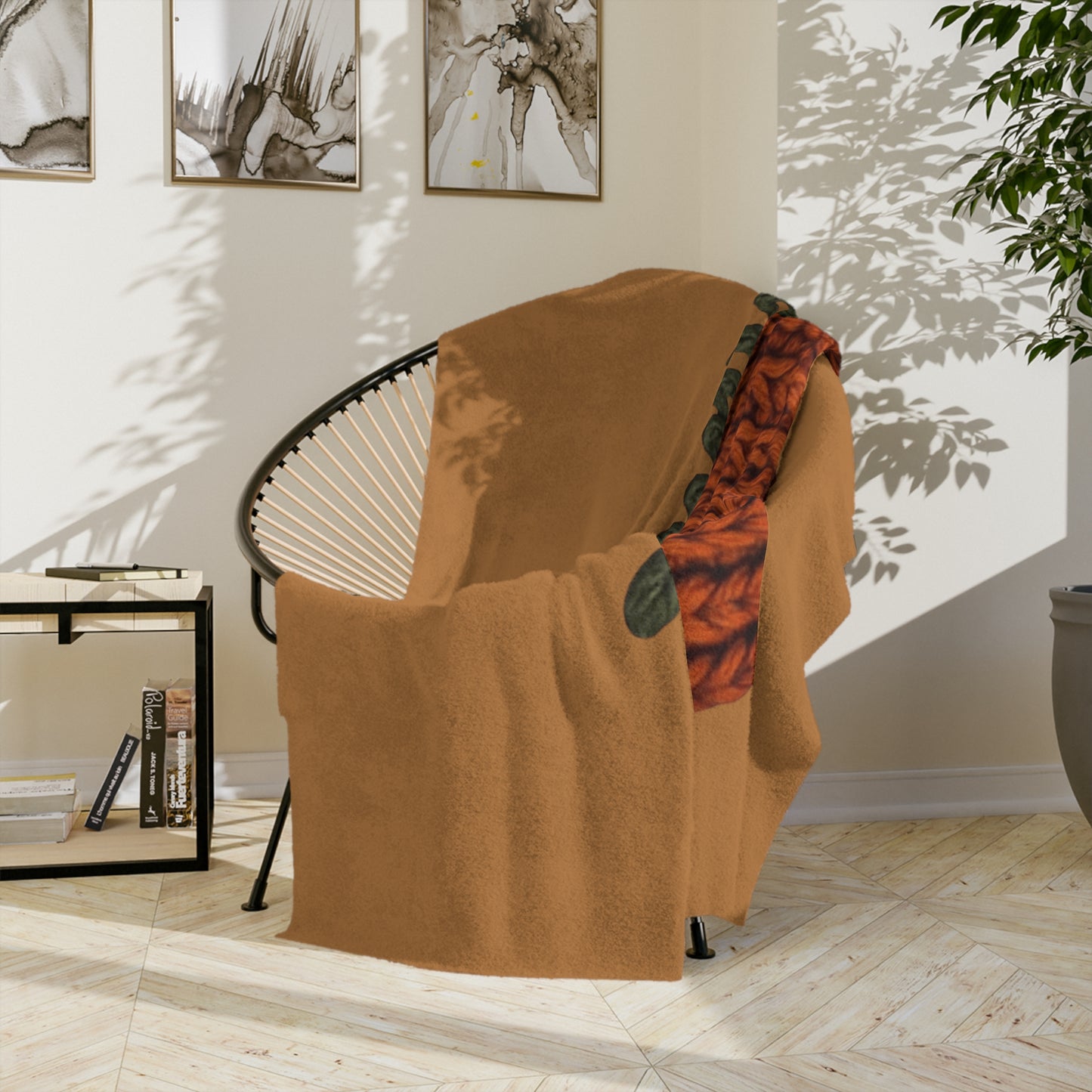 Holiday Christmas Blanket, Thankful Knit Pumpkin Velveteen Blanket