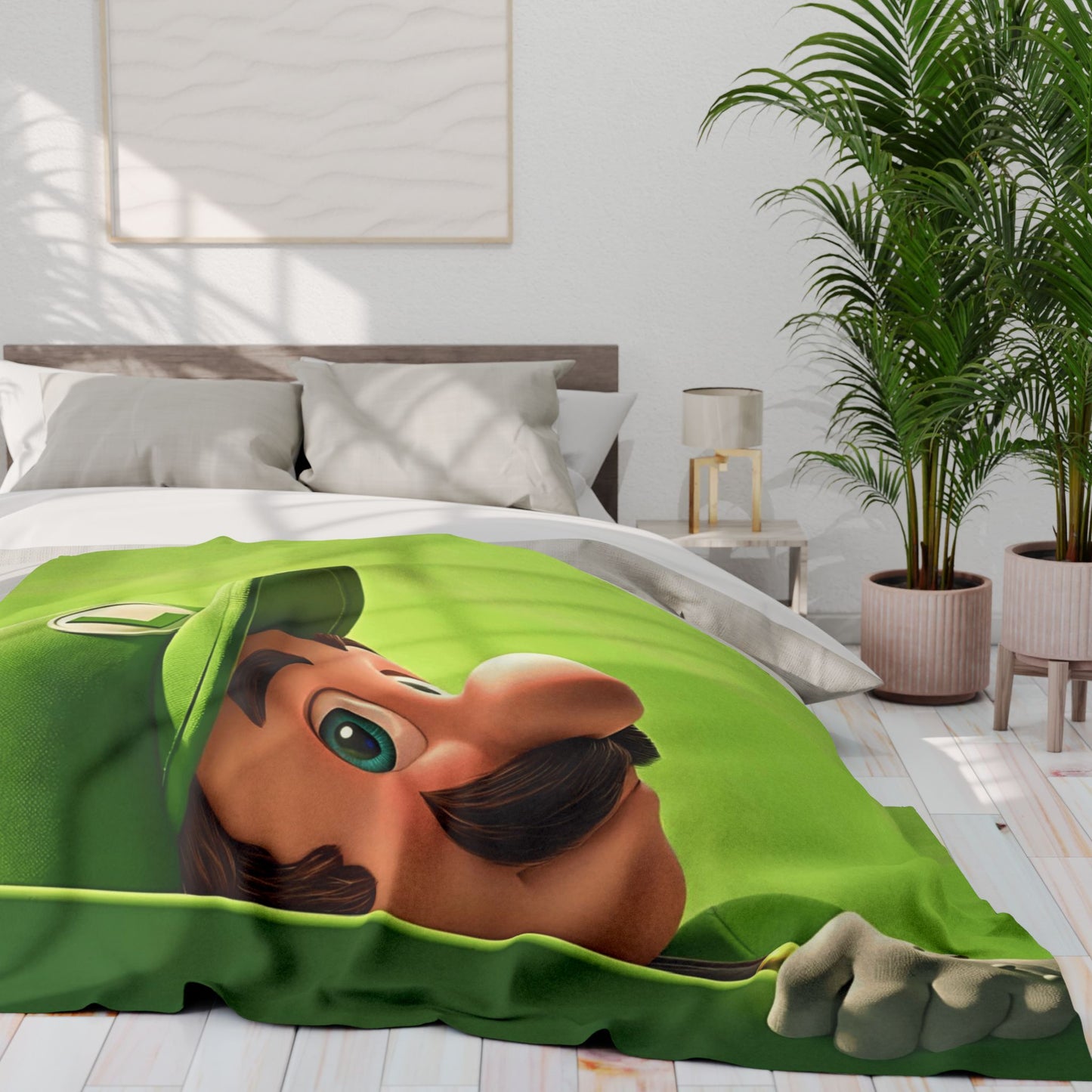Luigi Peek Fleece Blanket – Green Video Game Character Throw