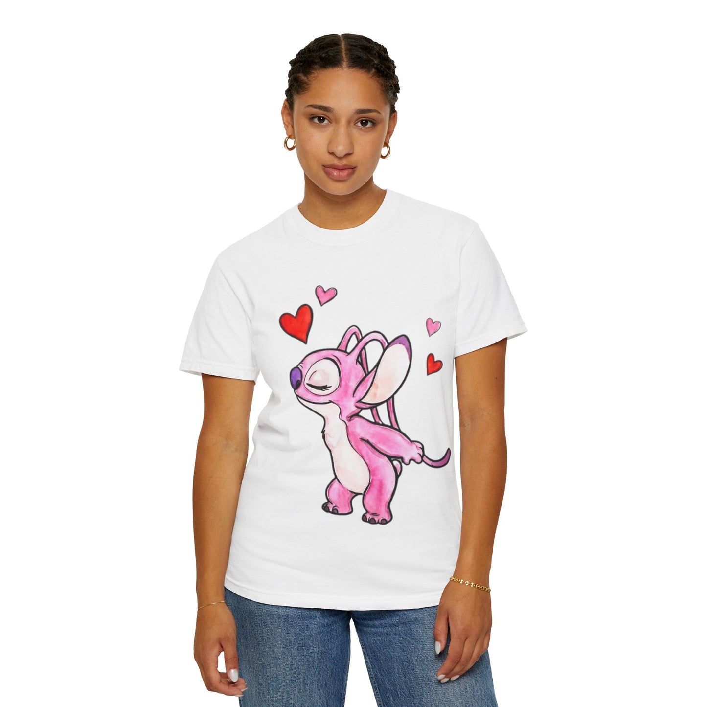T-Shirt — Cute Pink Cartoon Creature with Hearts | Valentine’s Gift Tee