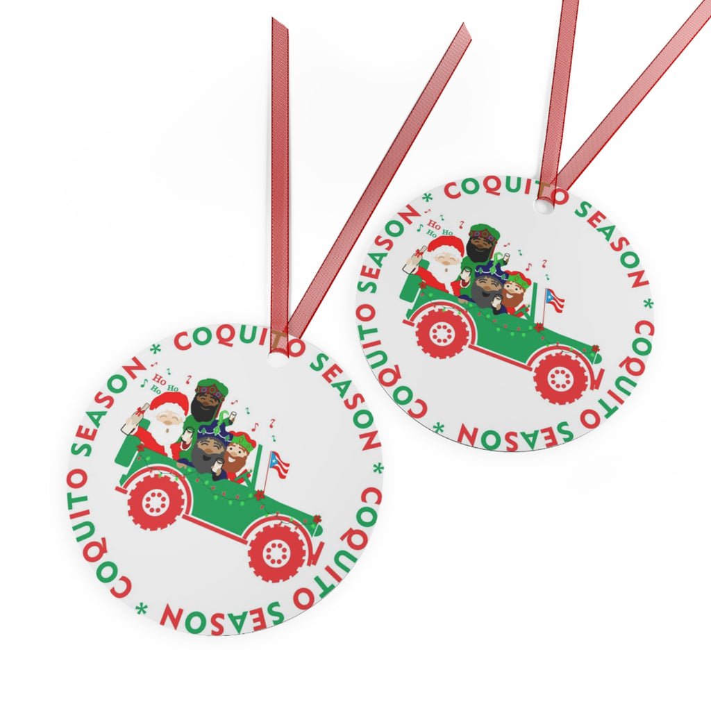 Festive Metal Ornaments - Coquito Season Holiday Decor Coquí & Palm Tree Ornament | Puerto Rico Christmas Ornament | Boricua Holiday Gift