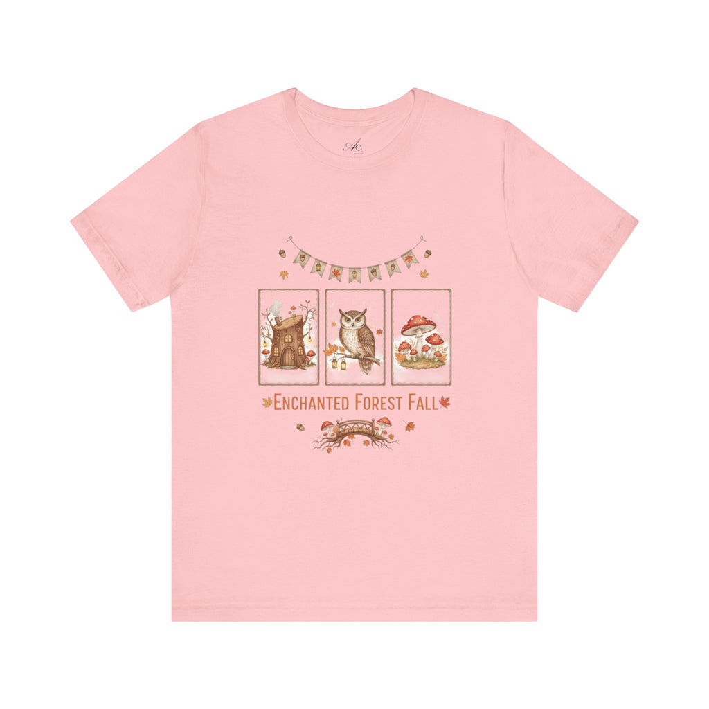 Enchanted Forest Fall Tee, Cute Owl Shirt, Autumn Graphic Tee, Nature Lover Gift, Cozy Fall Apparel, Wildlife T-Shirt, Unisex Fall Top