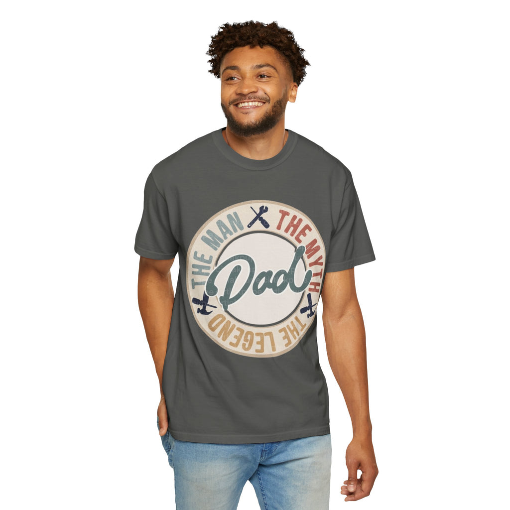 Dad Retro Badge T-Shirt — “Dad: The Man, The Myth, The Legend” Father’s Day Tee