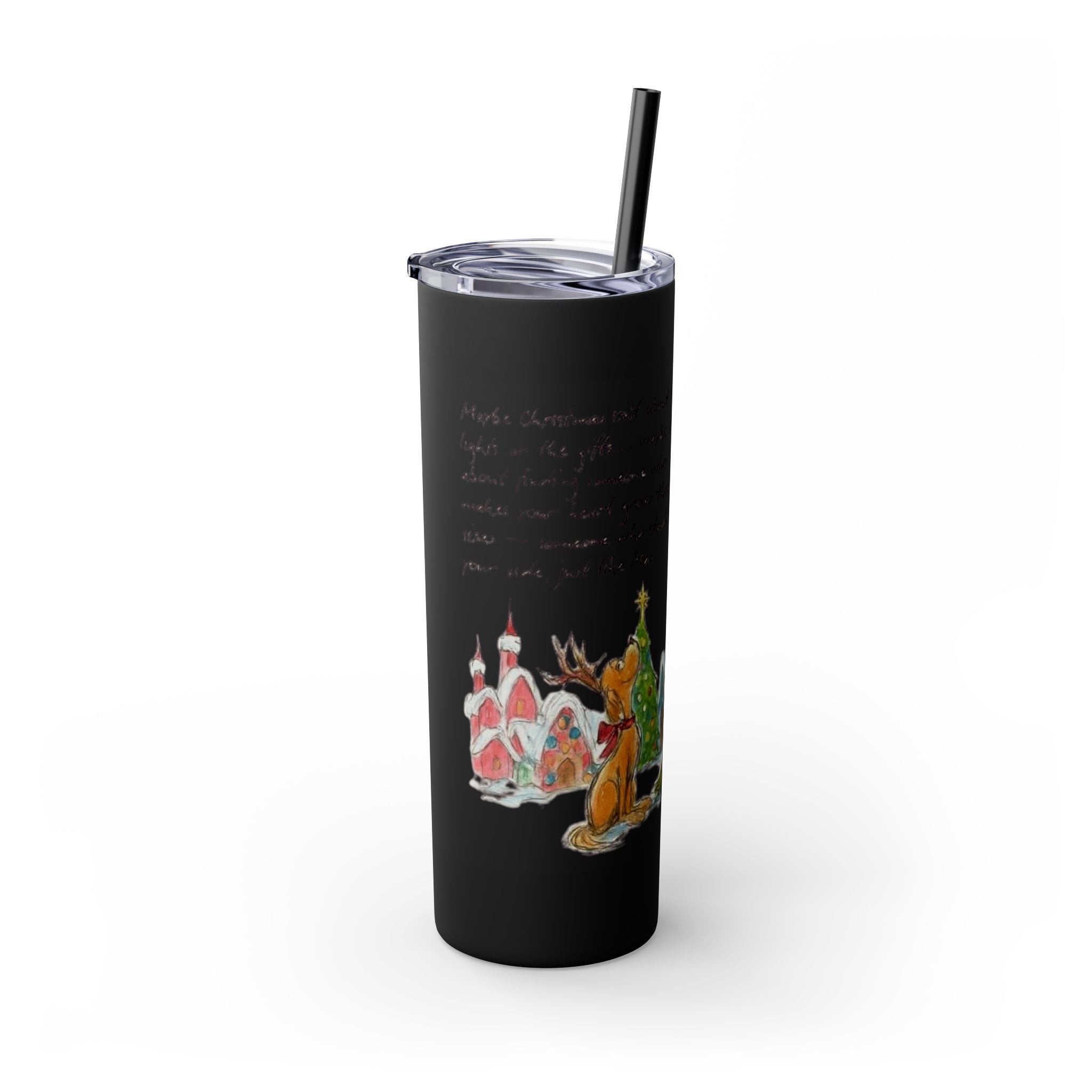 Grinch Christmas Skinny Tumbler with Straw — Dr. Seuss Holiday Quote Design, 20oz Christmas Mugs Collection