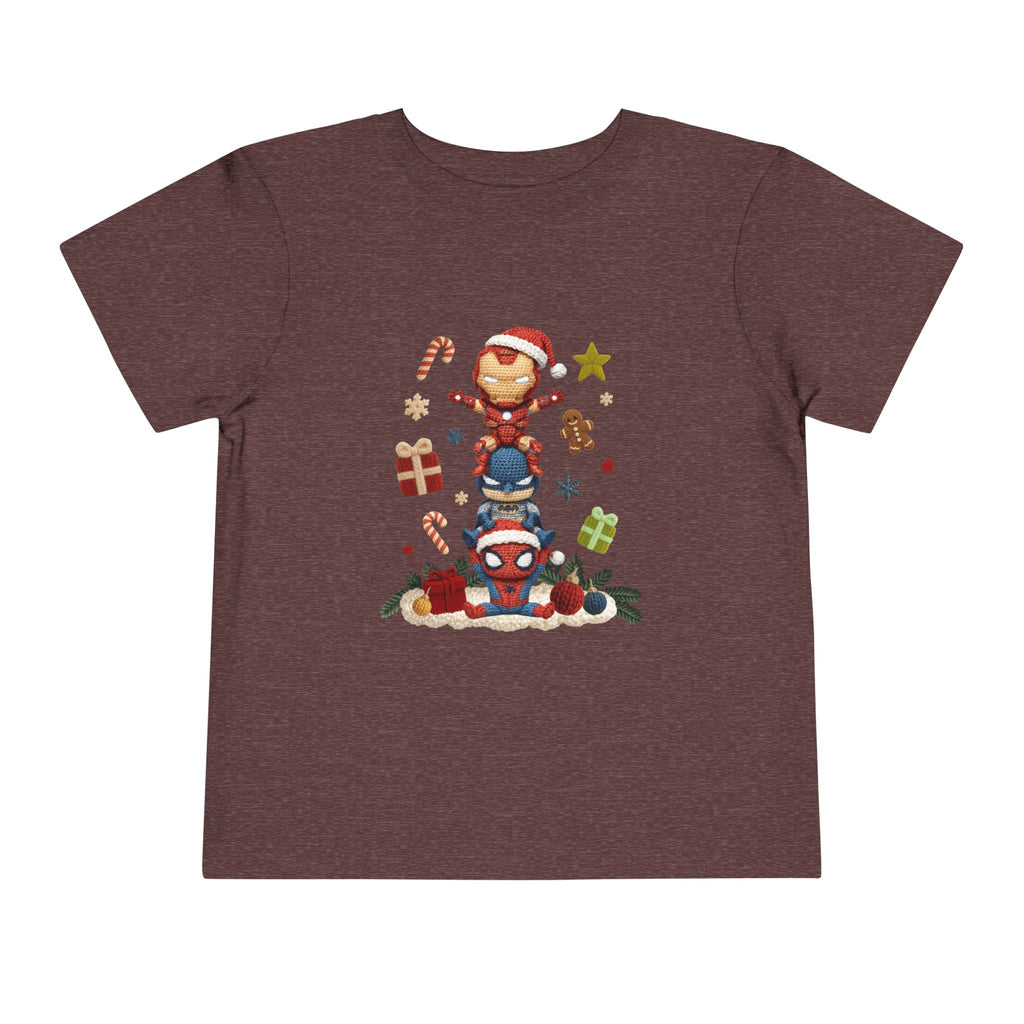 Toddler Tee  Cute Stacked Superhero Christmas Pile christmas kids collection