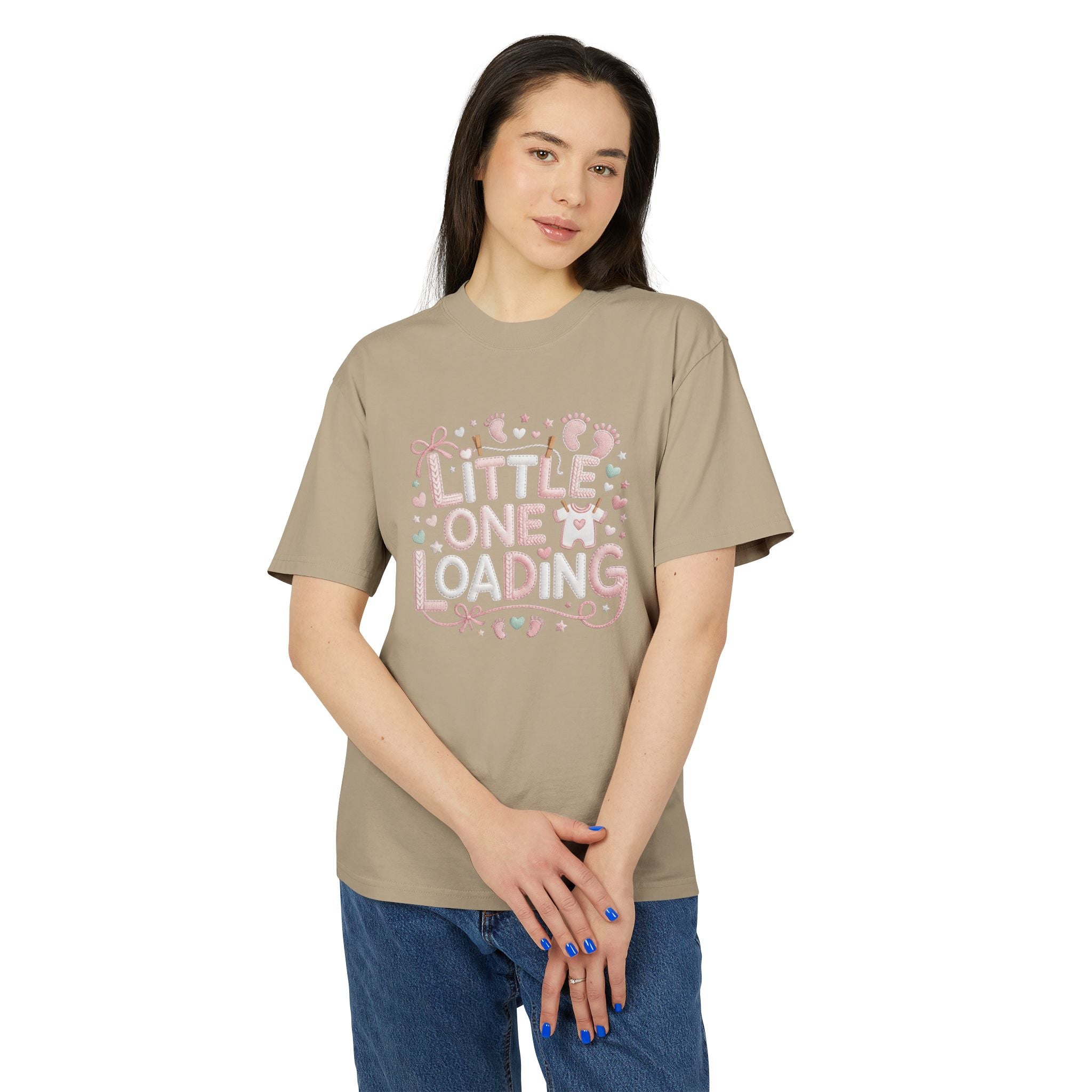 Pregnancy Announcement T‑Shirt  “Little One Loading” Cute Pastel Maternity Tee