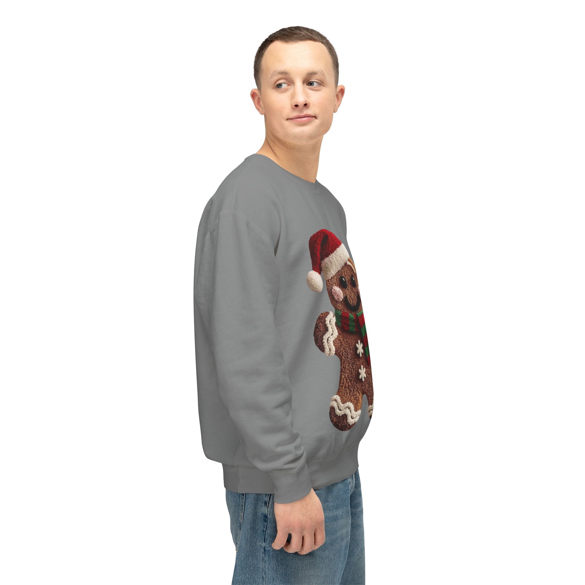 Gingerbread Cookie Christmas Sweatshirt – Cute Santa Hat & Scarf Holiday Crewneck