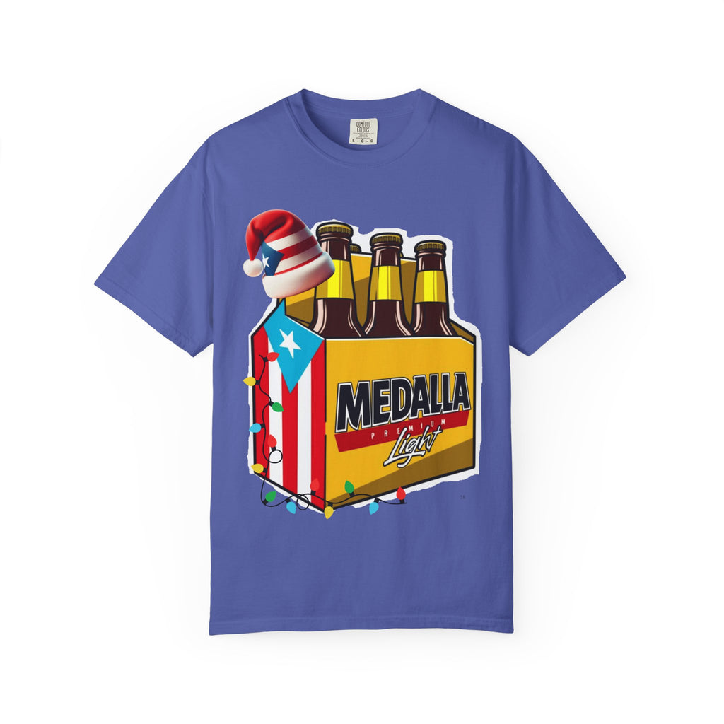 Medalla Light Beer T-Shirt  Navidad Boricua Holiday Tee Puerto Rico’s Navidades