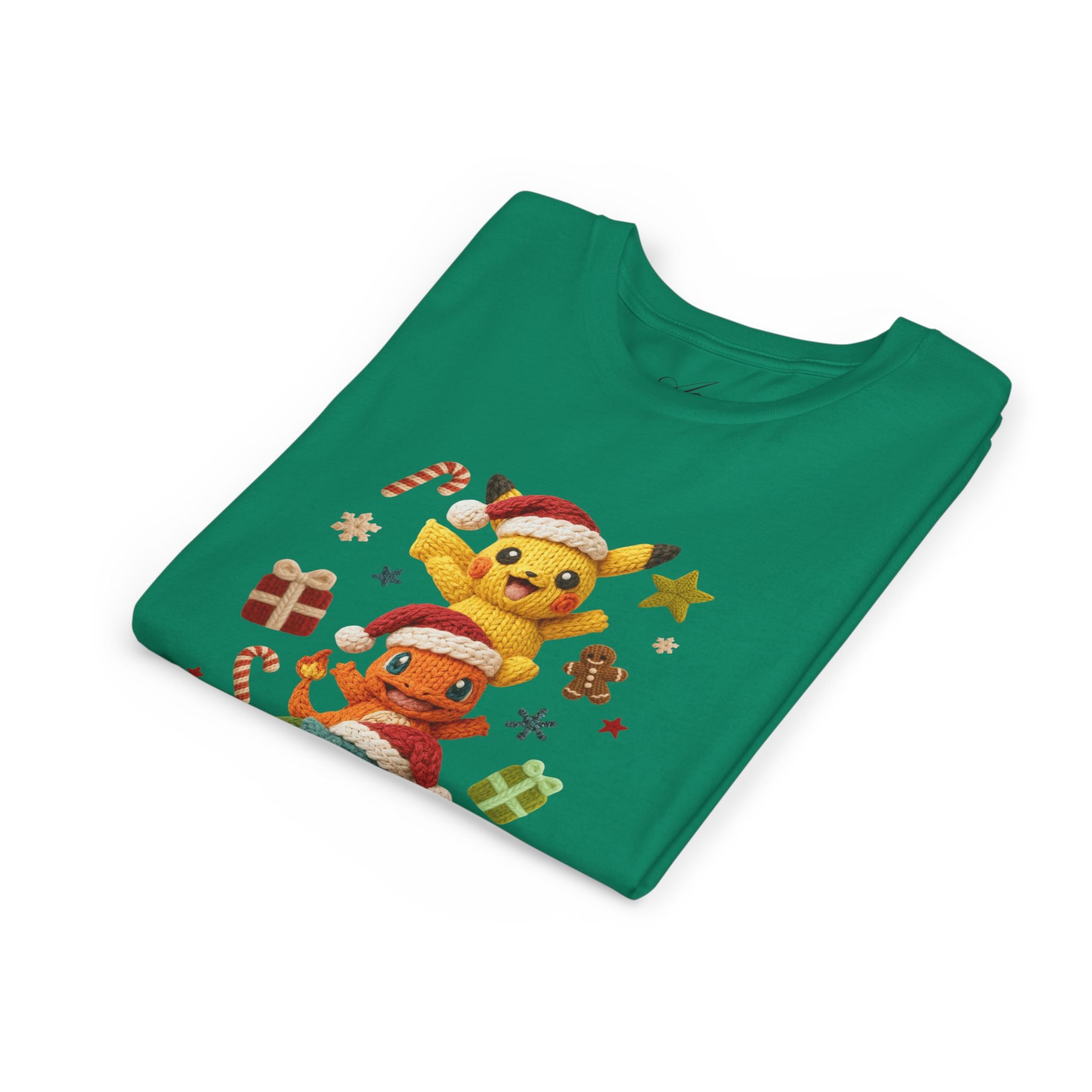 Kids Holiday Tee  Cute Stacked cartoon Characters Christmas Design