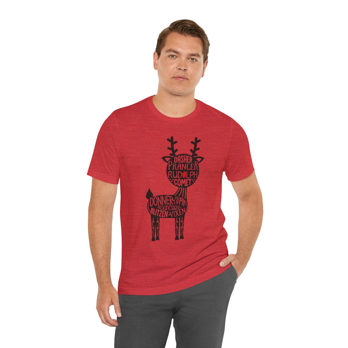 Christmas Reindeer Graphic Tee - Unisex Jersey Short Sleeve Shirt