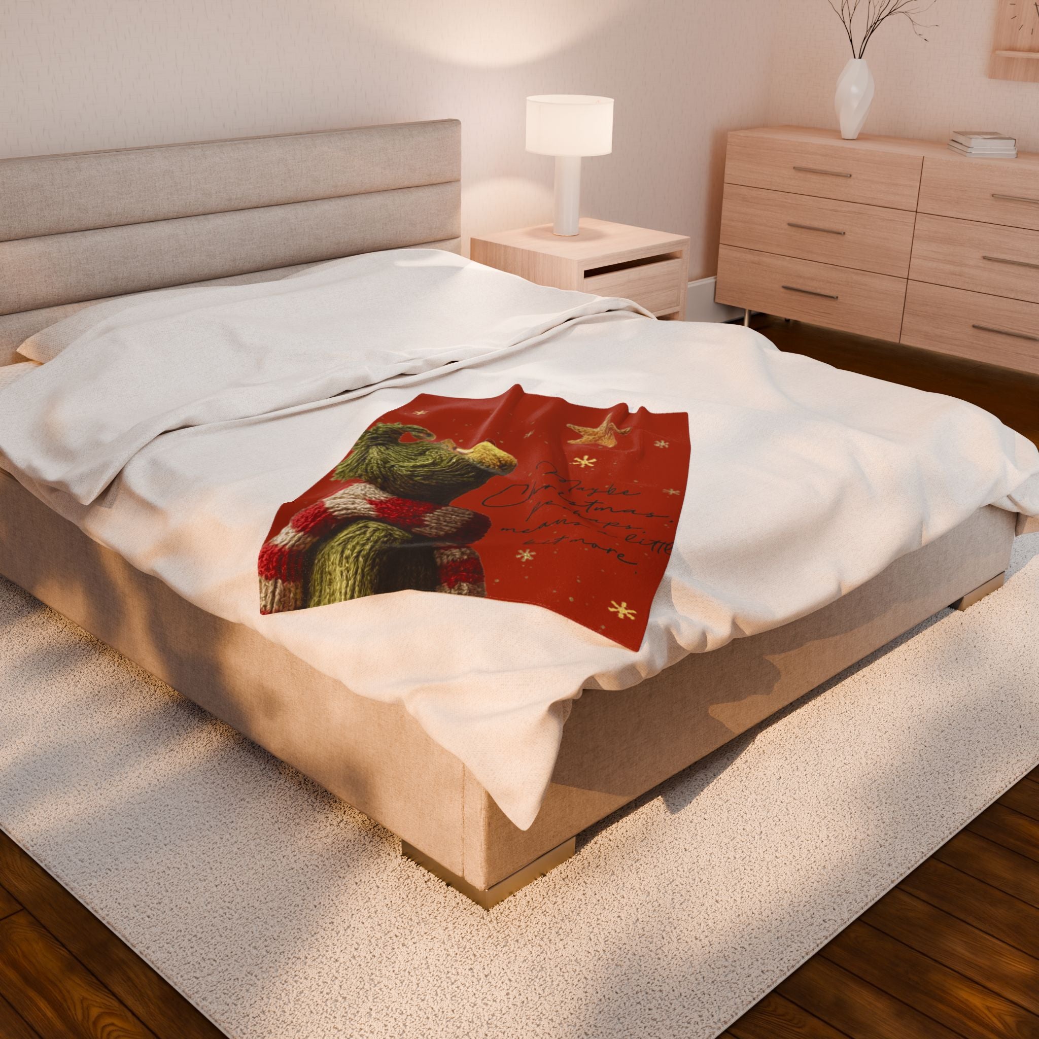 Christmas Plush Blanket  'Maybe Christmas, perhaps, means a little bit more' Cozy Holiday Throw