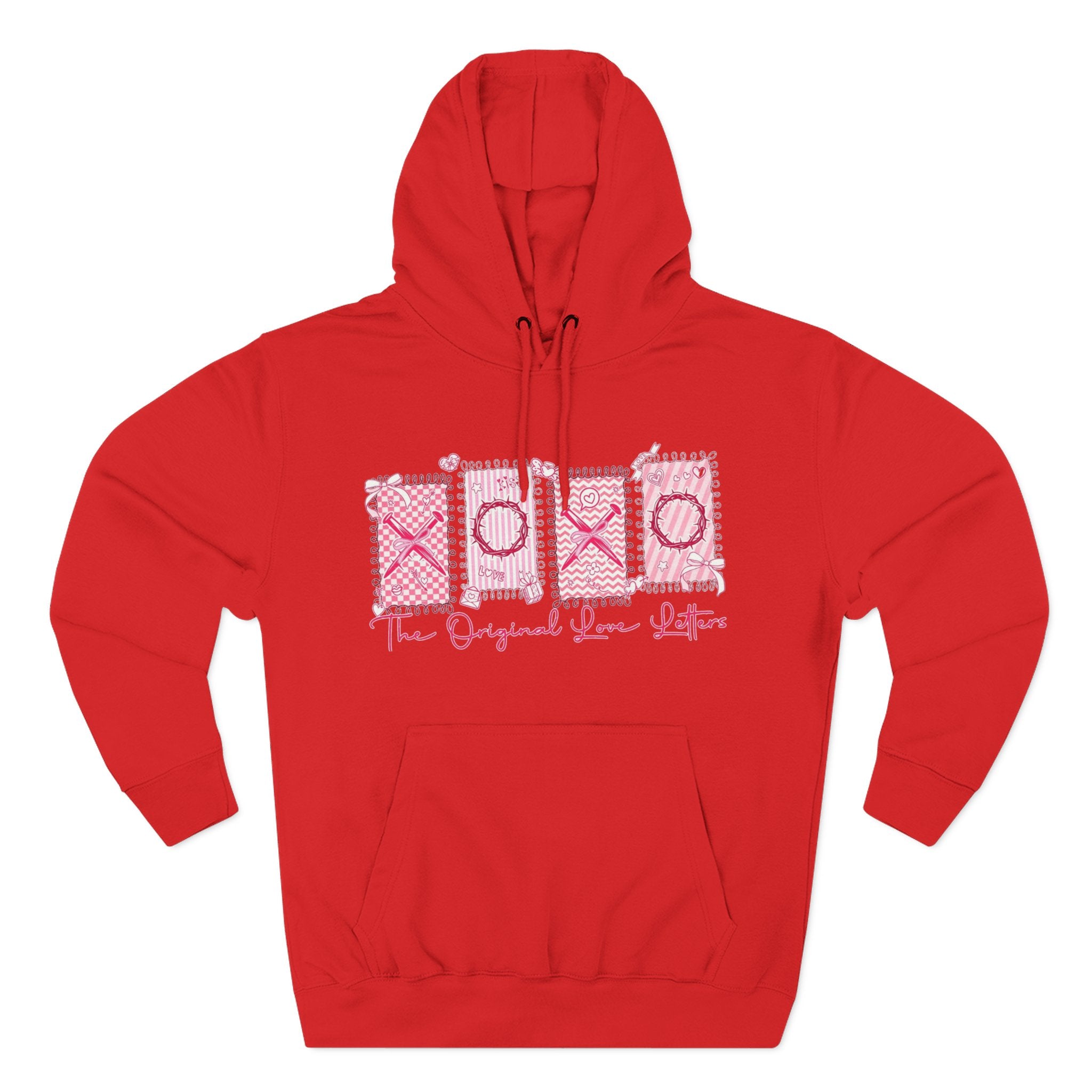Hoodie  Pink XOXO Three Panel Love Letters Fleece Hoodie