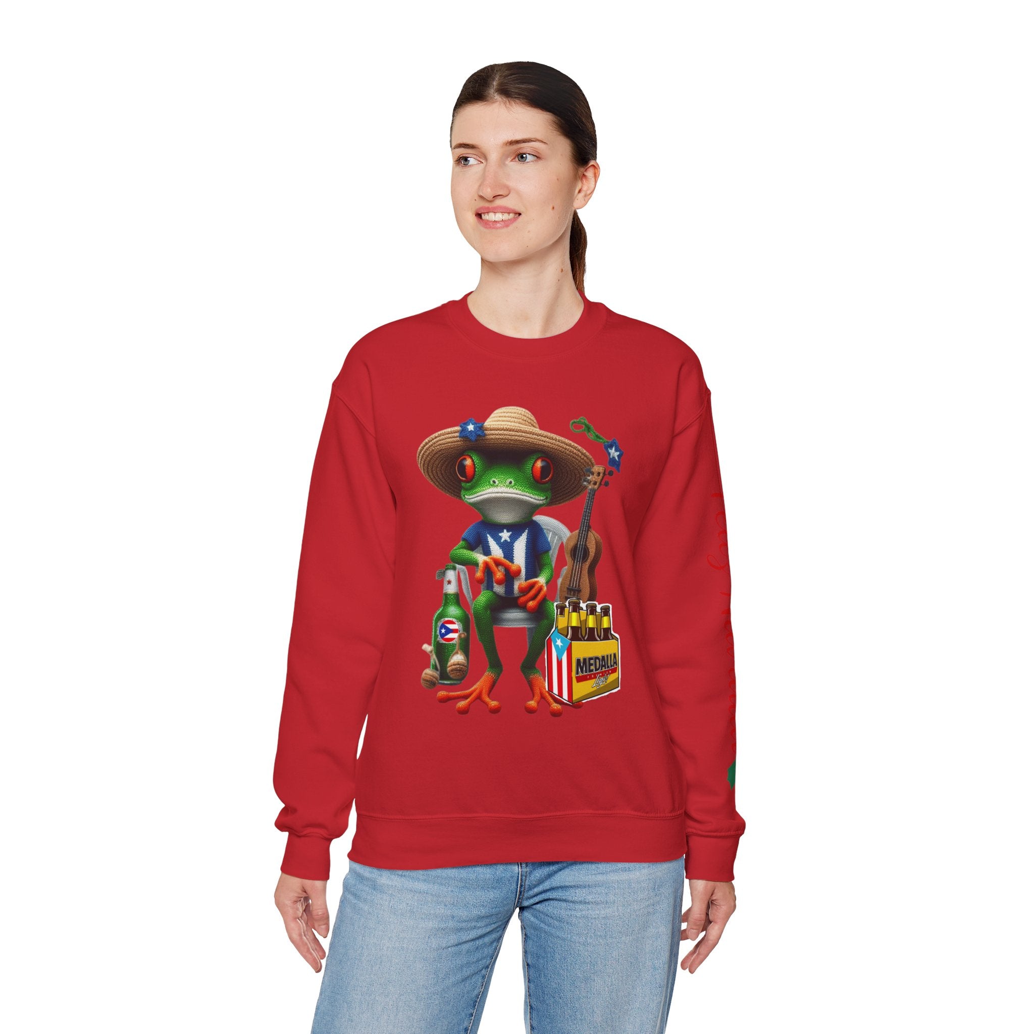 Frog Coqui Crewneck Sweatshirt – Coquito y Medalla Puerto Rican Vibes