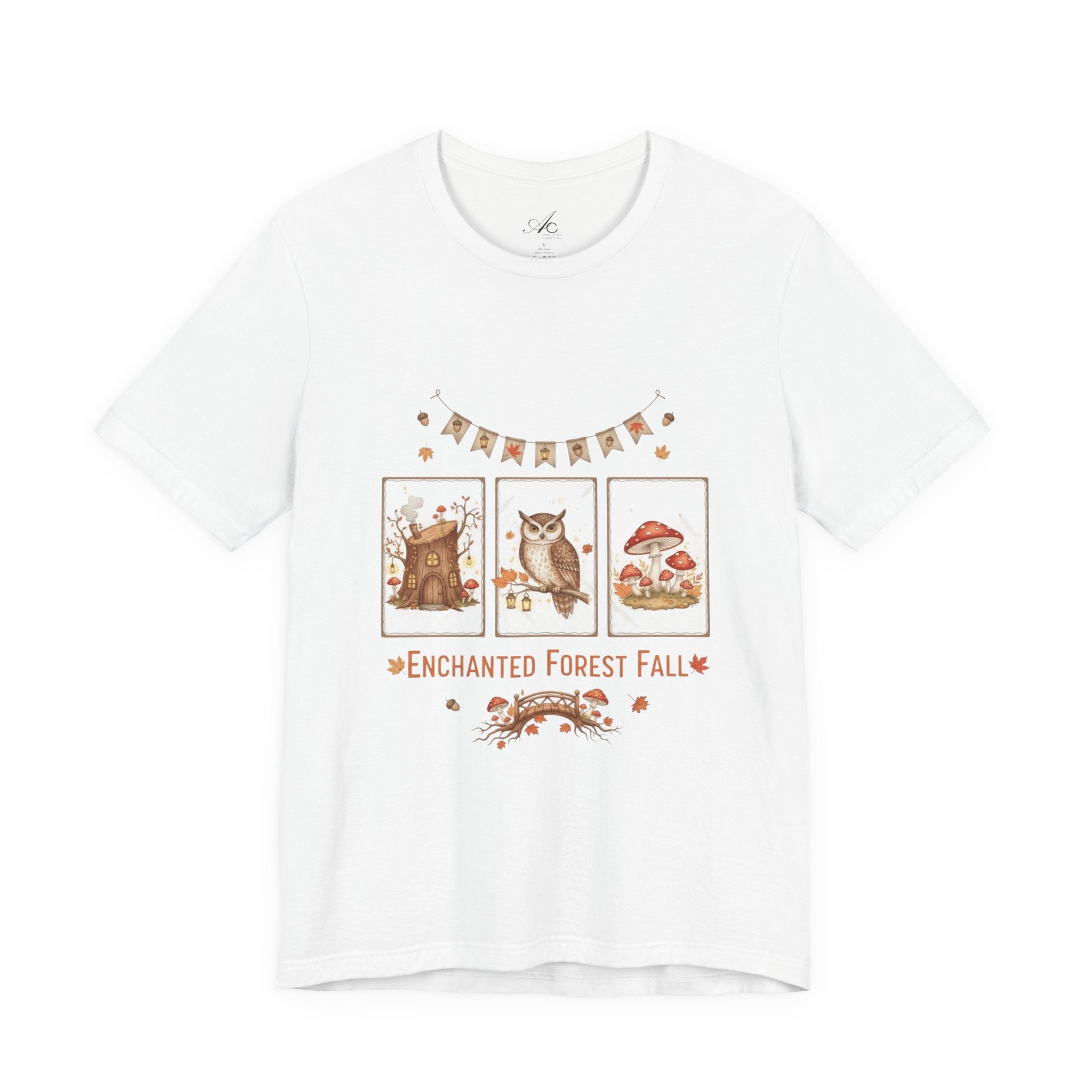 Enchanted Forest Fall Tee, Cute Owl Shirt, Autumn Graphic Tee, Nature Lover Gift, Cozy Fall Apparel, Wildlife T-Shirt, Unisex Fall Top
