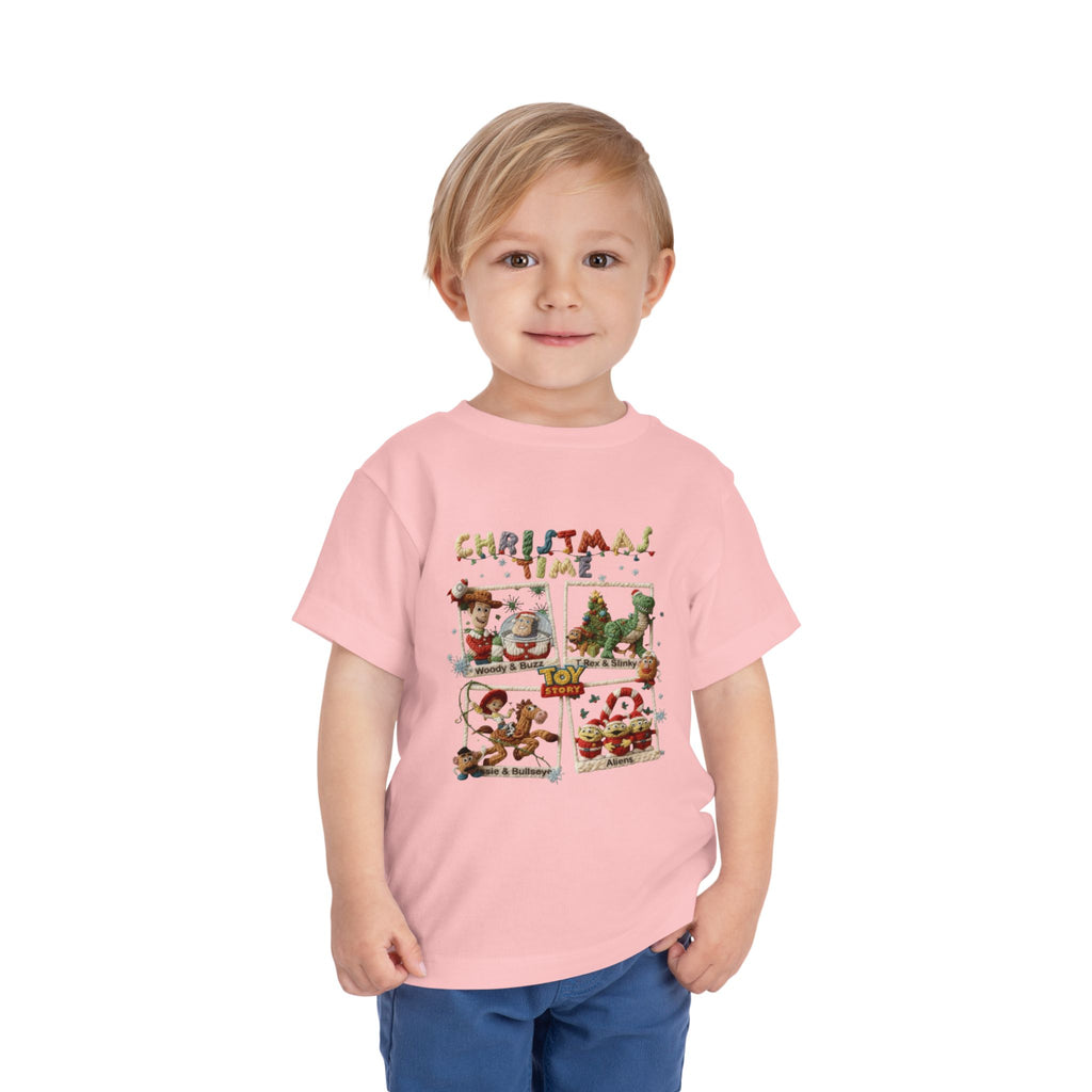 Christmas Time Toddler Tee  Cute Holiday Toy & Santa Print