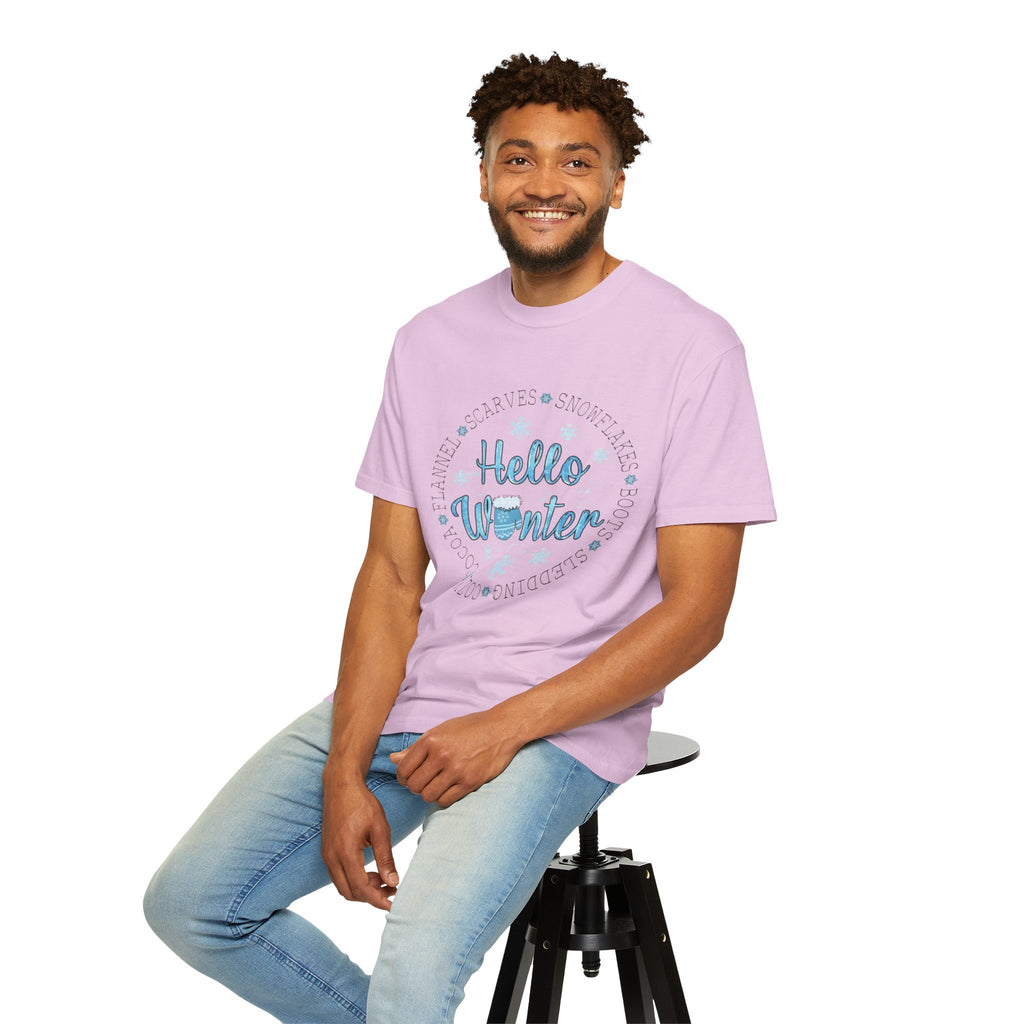 Hello Winter T‑Shirt  Cozy Snowflake Holiday Tee Christmas T-Shirts and Sweatshirts Collection