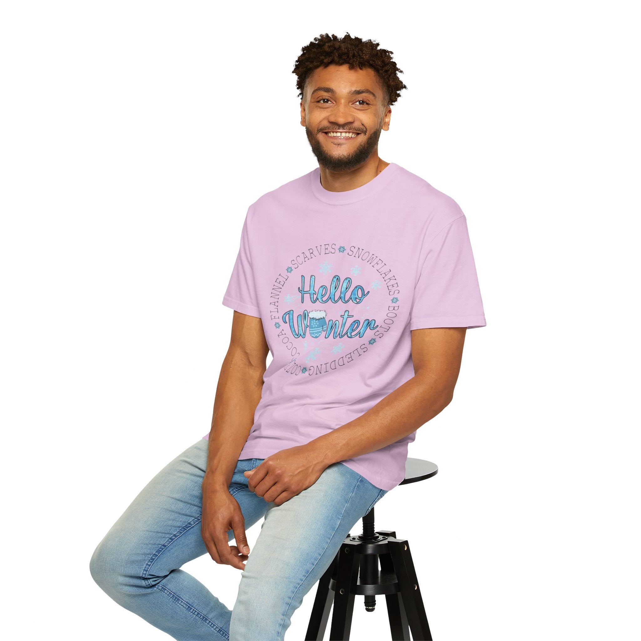 Hello Winter T‑Shirt  Cozy Snowflake Holiday Tee Christmas T-Shirts and Sweatshirts Collection