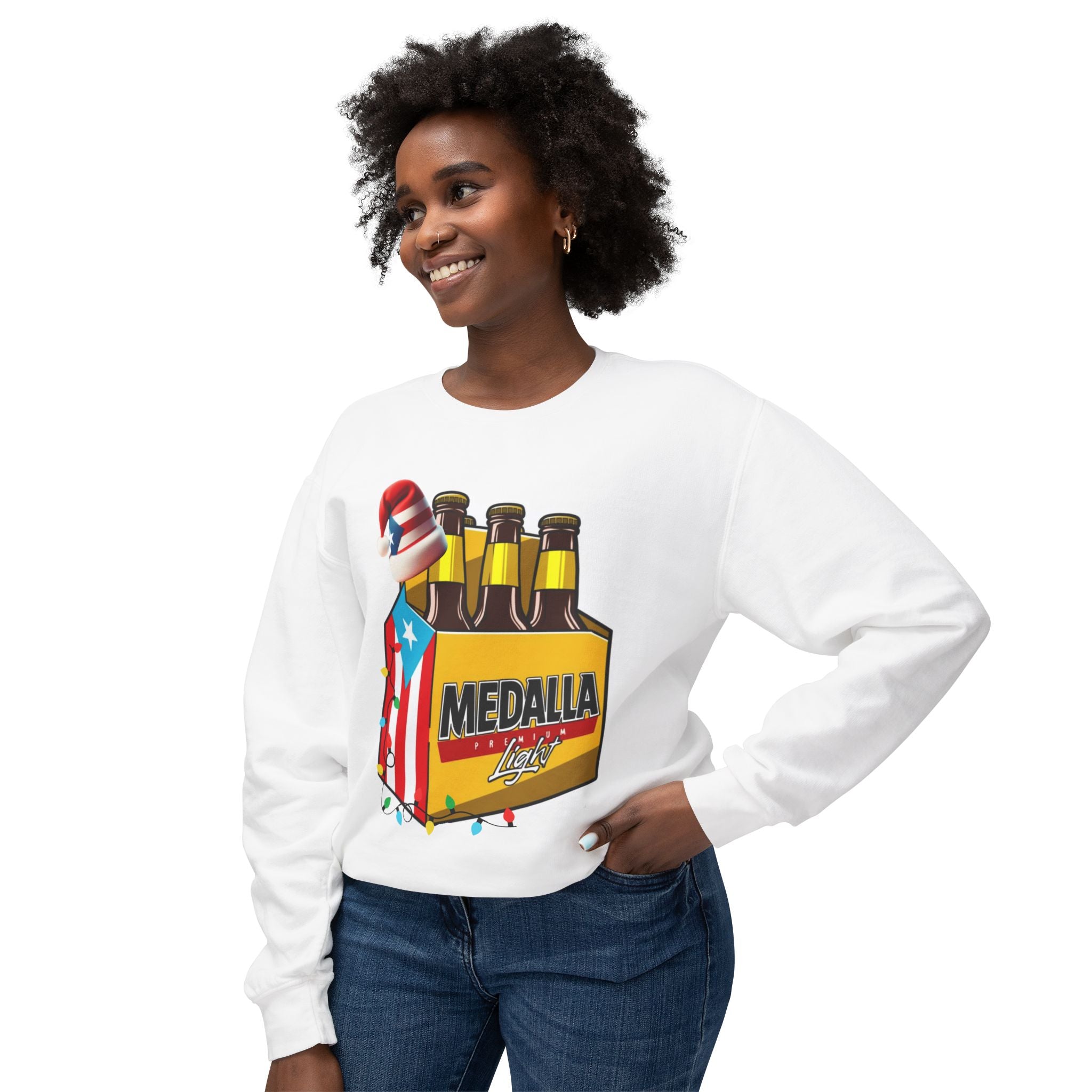 Medalla Light Puerto Rican Holiday Sweatshirt  Navidad Boricua Crewneck Puerto Rico Navidade