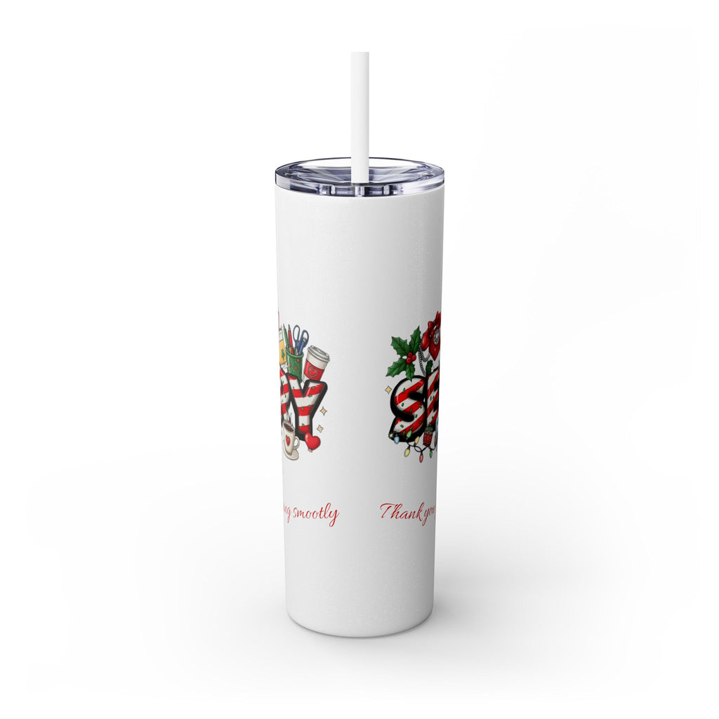 Christmas mug for the office team who keeps everything running smoothly. Candy Cane Christmas Office Secret Santa Design, 20oz with Straw