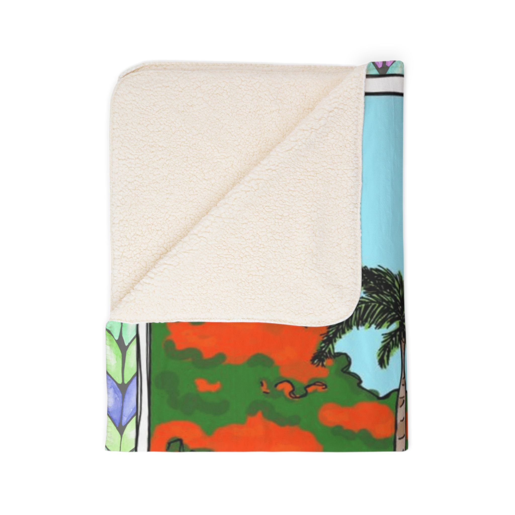 Isla del Encanto Navidad Throw Tropical Cottage Sherpa Blanket  Puerto Rico Coquí Vibes Fleece Throw