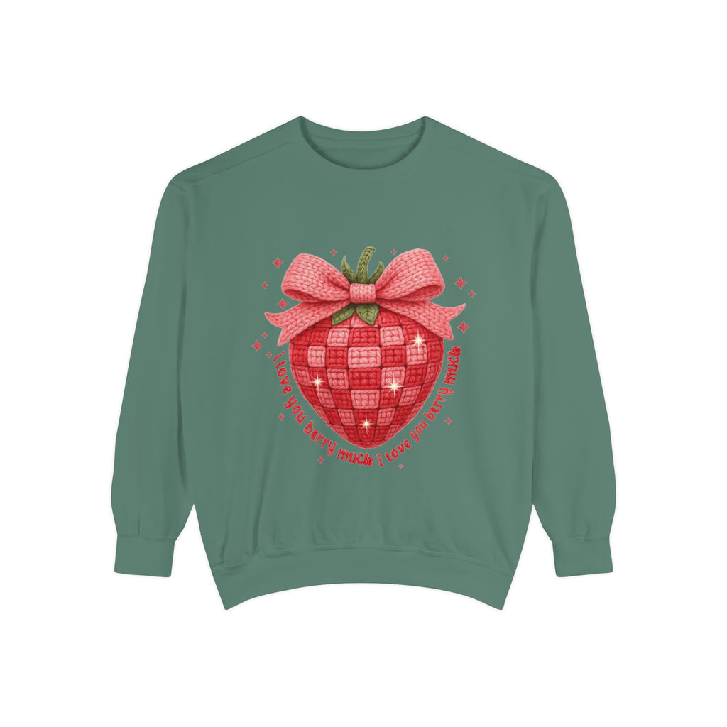 Strawberry Bow Sweatshirt  "I Love You Berry Much" Cute Valentine Pullover