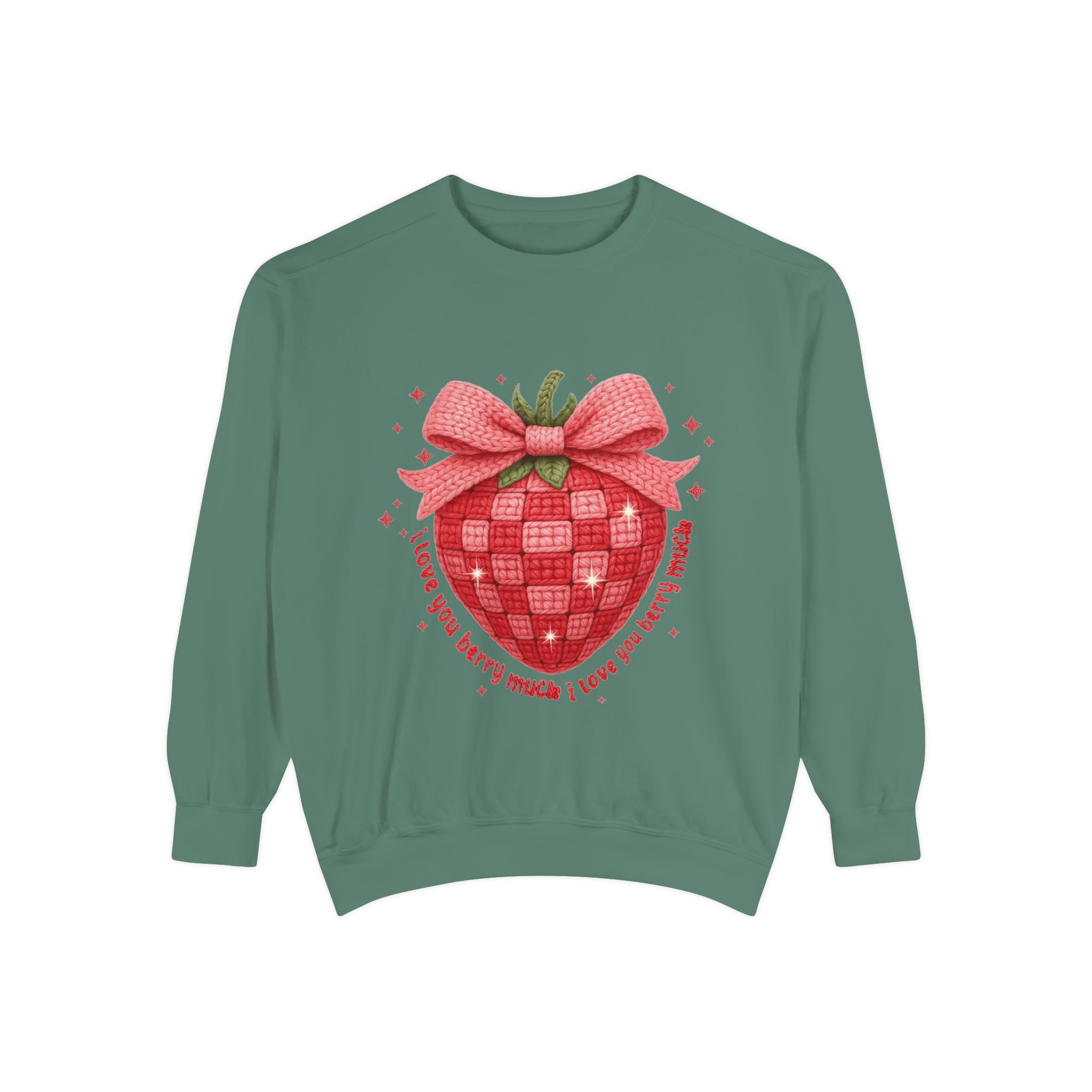 Strawberry Bow Sweatshirt  "I Love You Berry Much" Cute Valentine Pullover