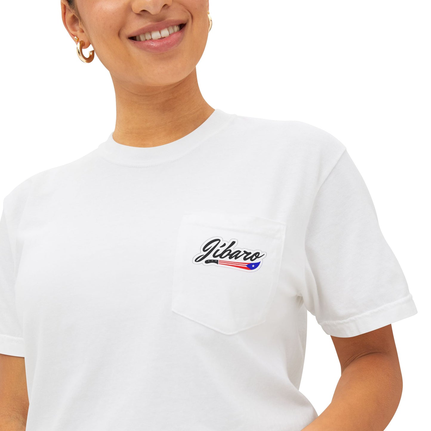 Jibaro Pocket TShirt Unisex Garment-Dyed Tee for Cultural Pride Puerto Rico Embroidered TShirt & Unisex Crewneck Sweatshirt