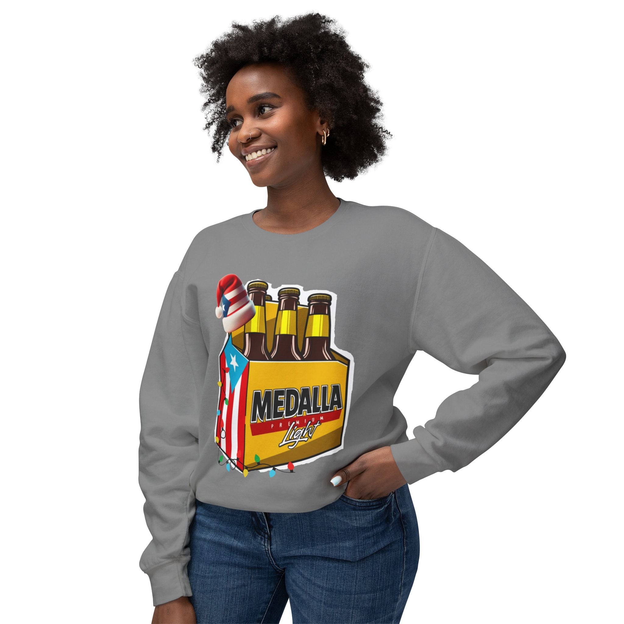 Medalla Light Puerto Rican Holiday Sweatshirt  Navidad Boricua Crewneck Puerto Rico Navidade